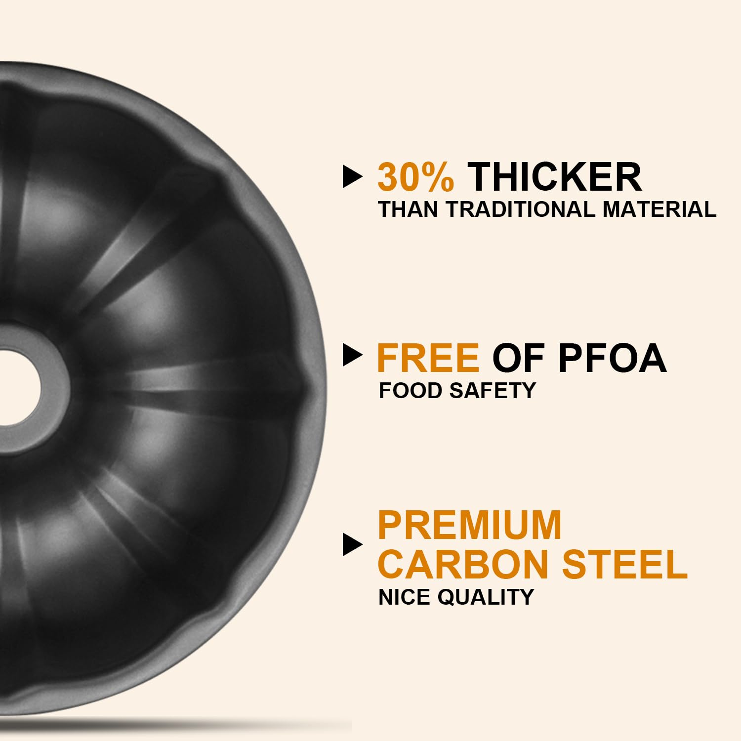 Nonstick 9.5 Inch Bundt Cake Pan Set of 2 - Heavy Duty Carbon Steel 12 Cup Pound Cake Mold for Baking Bundt Cakes, Buntelet, Bavarois & Brownies (Grey) - Perfect for Holiday Desserts, Birthday Parties & Family Gatherings