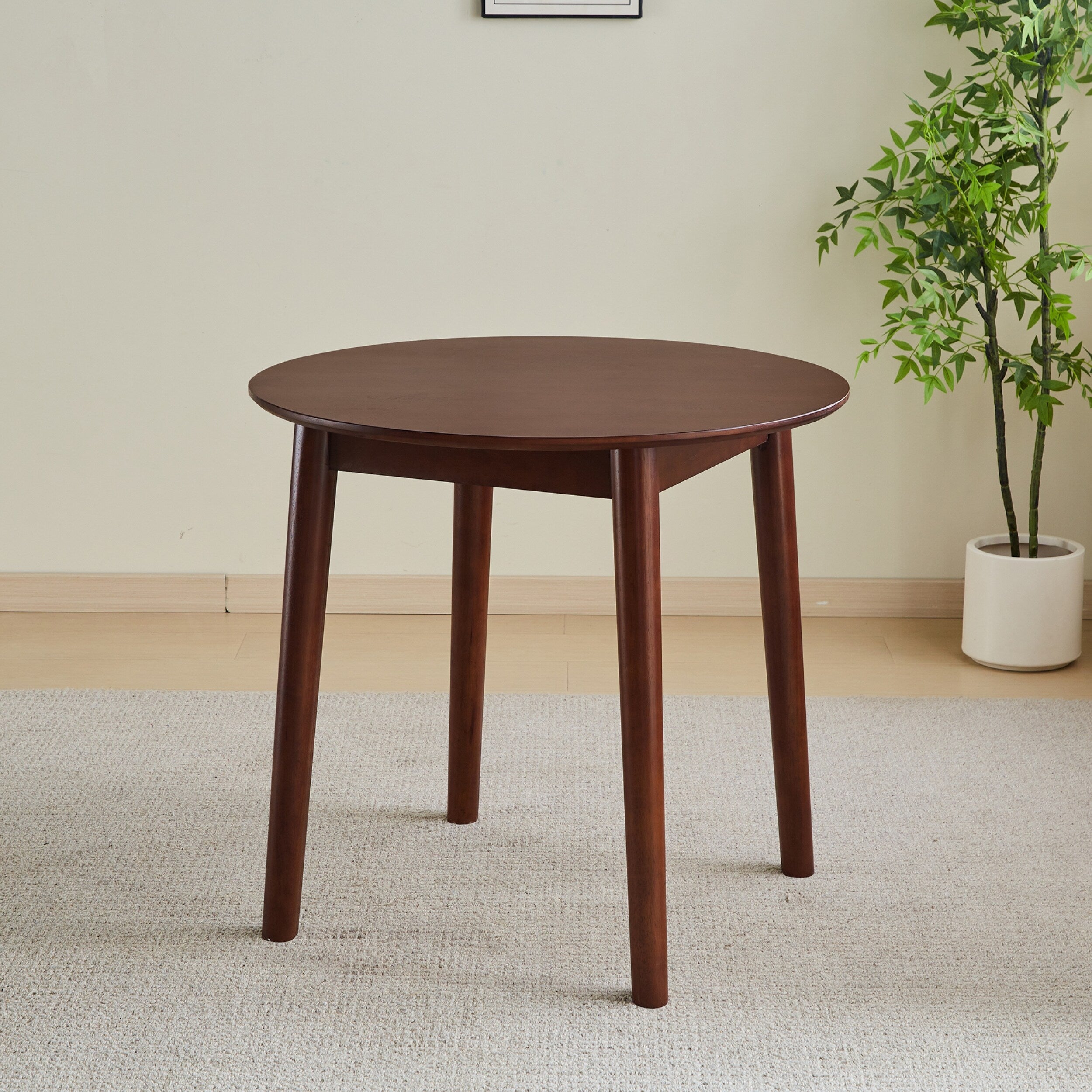 42.01 Inch Round Kitchen Dining Table for 4 - MDF Top with Wood Veneer & Rubberwood Legs - Perfect for Small Spaces, Breakfast Nook, and Cozy Family Meals