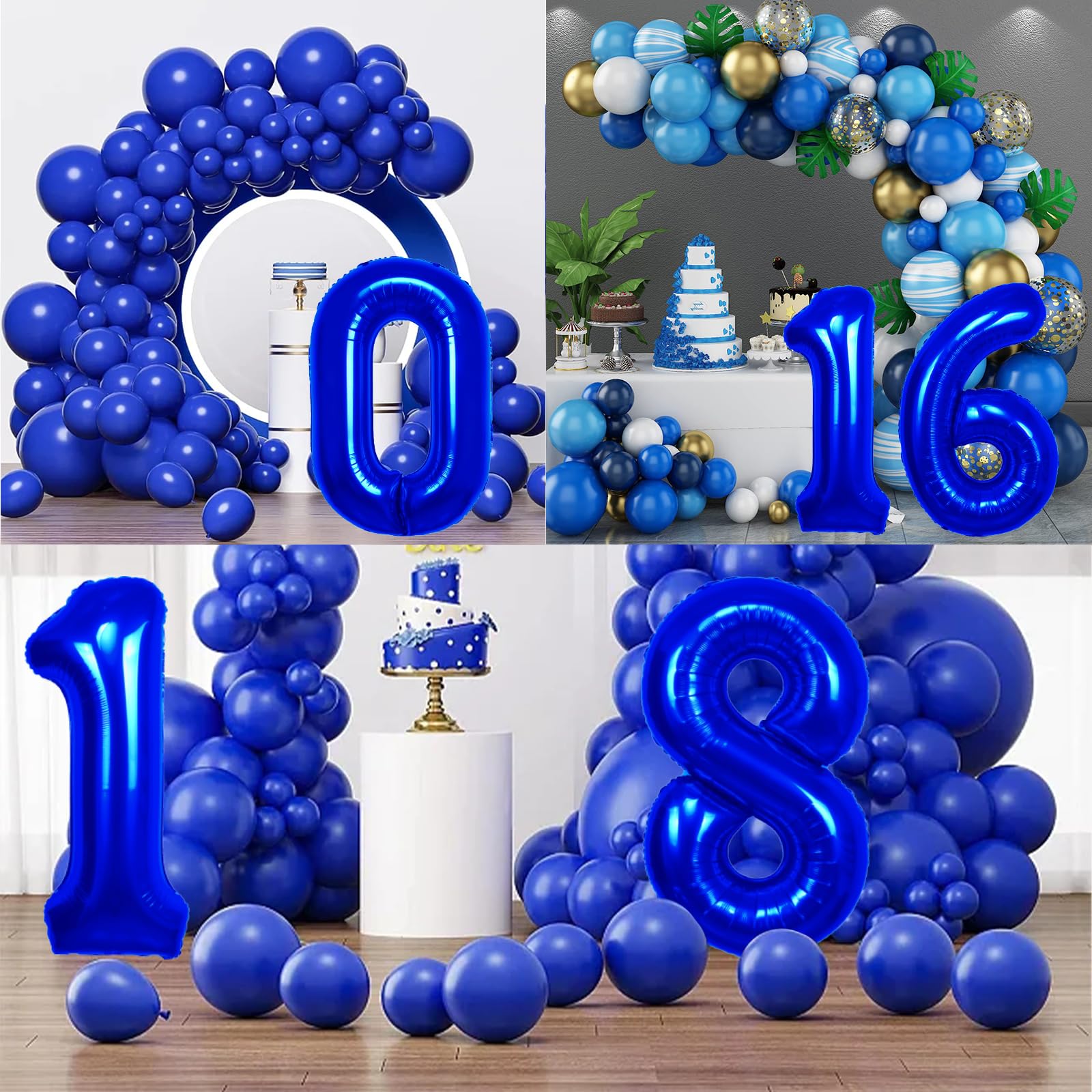 40 Inch Navy Blue & Royal Blue Number 0 Foil Balloon - Helium Ready Giant Digit Balloon for Birthday Parties, Baby Showers, Anniversaries & Special Event Decorations
