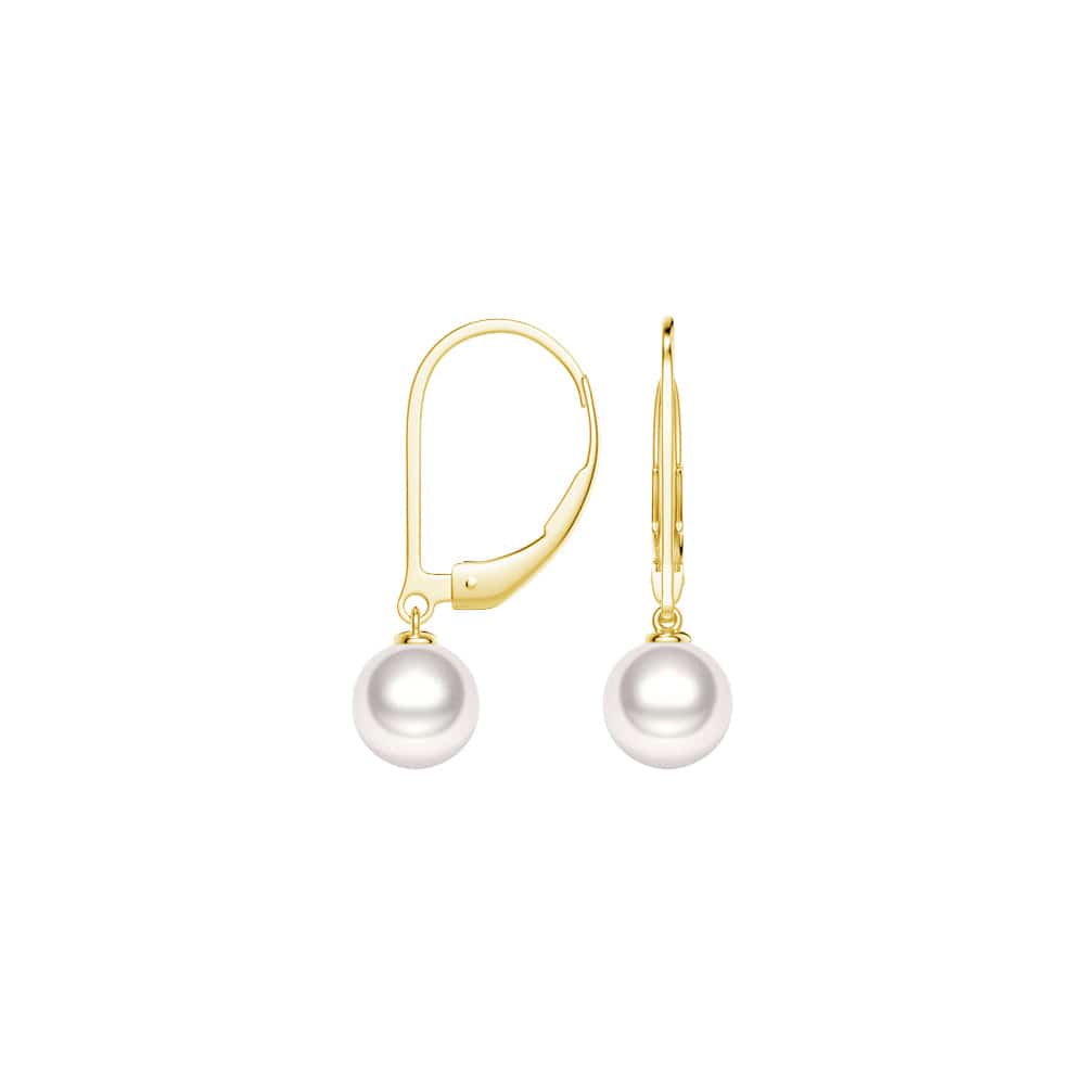 8mm Freshwater Cultured Pearl Leverback Earrings for Women - Elegant Dangle Earrings for Wedding, Party & Special Occasions
