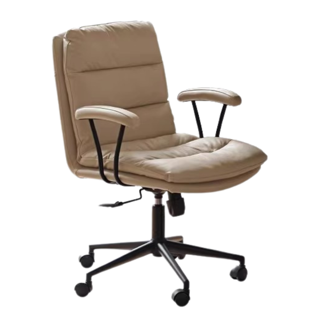 Premium Organic Leather Ergonomic Office Chair with Adjustable Height - Perfect for Home & Workspace Comfort
