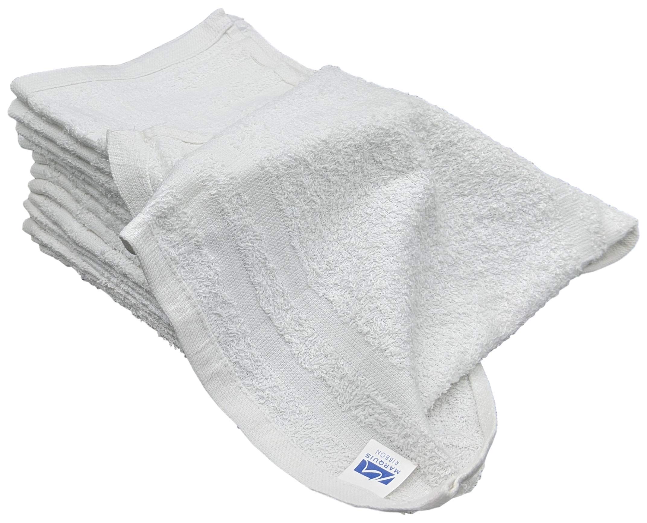 960 Pack - 12x12 Inch White Cotton Ribbon Washcloths - Reusable Lightweight Thin Cleaning Rags for Wood Staining, Painting, Crafts, Garage & Auto Detailing - 1 LB per Dozen - Perfect for DIY Projects & Household Cleaning