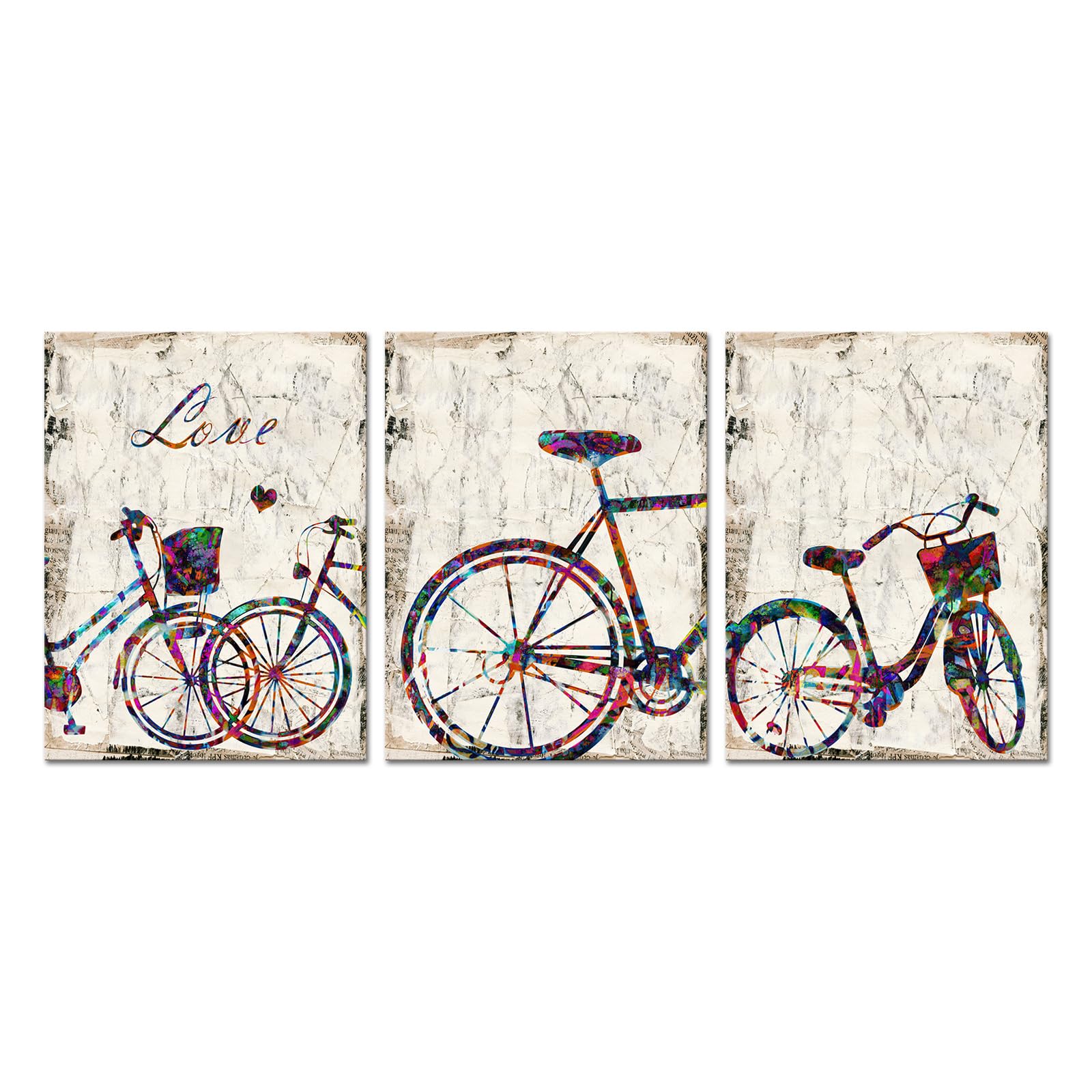 Vintage Bicycle Canvas Wall Art - Retro Bike Decor Prints, Colorful Cycling Artwork for Home & Office Decoration | Perfect for Living Room, Bedroom, Cycling Enthusiast Gifts