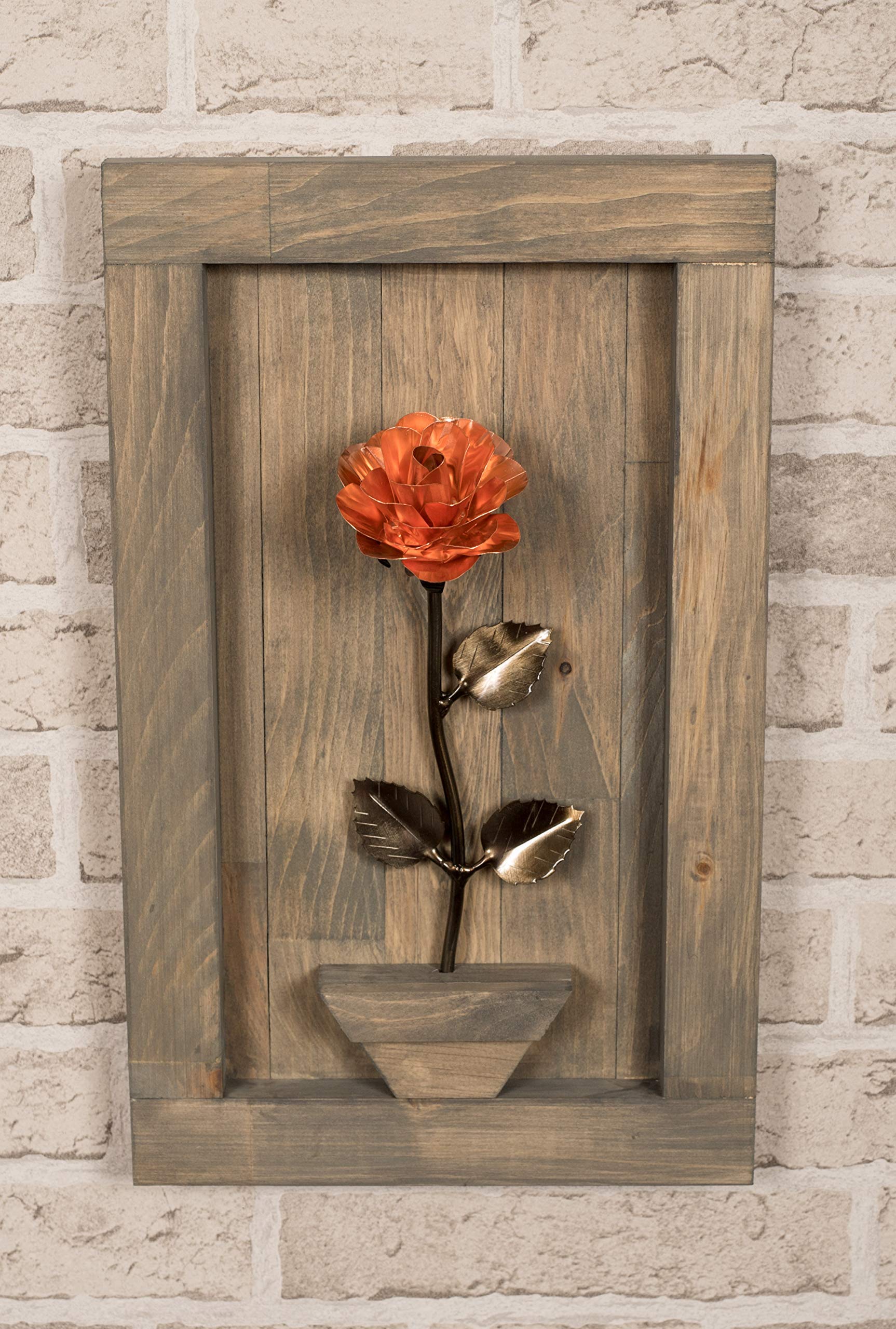 7th Wedding Anniversary Gift - Personalized Framed Copper Rose for Couples, Romantic Home Decor & Unique Keepsake Present