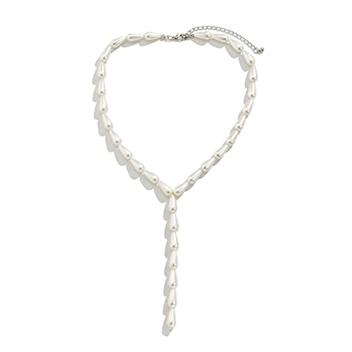 Y-Shape Layered Choker Necklace for Women - Pearl Pendant Chain Jewelry for Girls & Teens | Perfect for Parties, Weddings & Everyday Wear