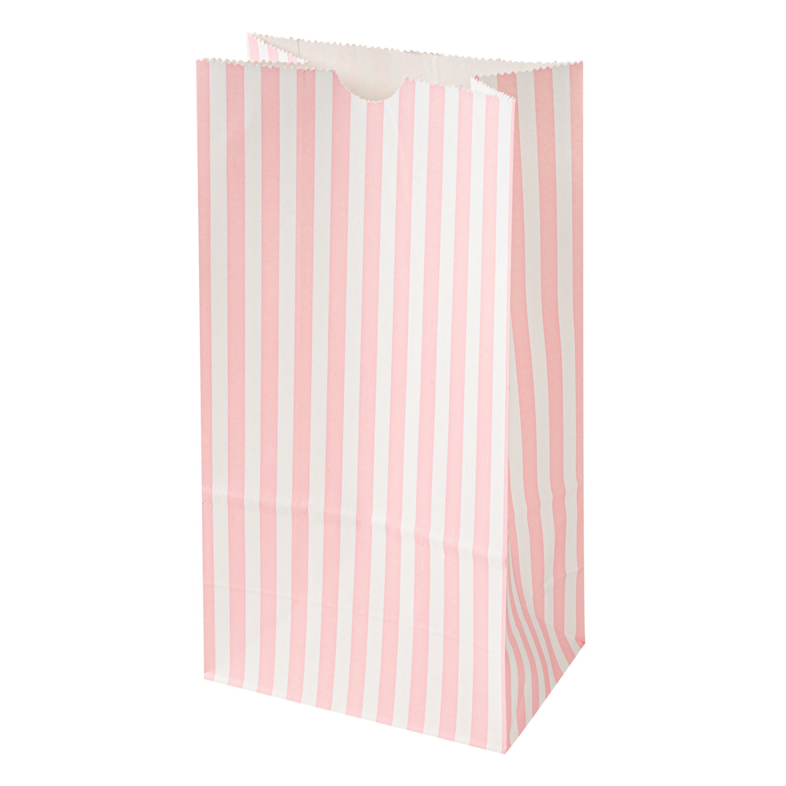 Pink and White Striped Paper Bags - 4 lb Capacity, 5 x 3.25 x 9.5 Inches - Pack of 100 - Perfect for Party Favors, Gift Packaging & Retail Shopping Bags