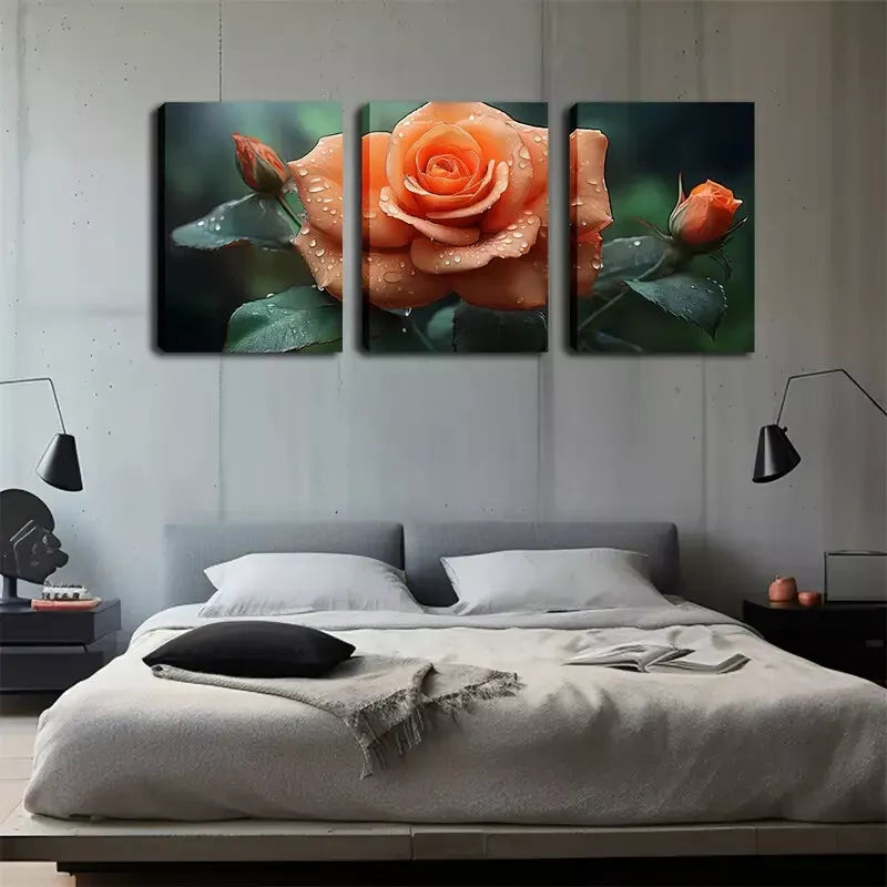 3-Piece Blooming Orange Rose Wall Art Set - Framed Canvas 40x60cm - High Quality Print - 100% Australian Made - Ready to Hang - Perfect for Living Room, Bedroom & Office Decor