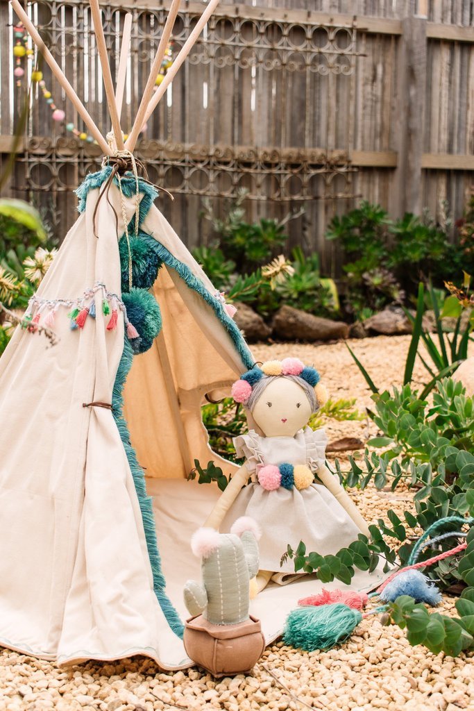 Woodstock Wigwam Doll's Teepee Tent - Aqua Blue Play Tent for Kids | Perfect for Indoor Playroom, Nursery Decor & Imaginative Play