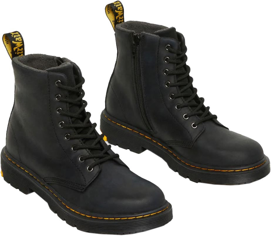 Dr. Martens 1460 Patent Leather Lace Up Boots for Big Kids - Unisex Shiny Black School Shoes for Boys & Girls - Perfect for School, Casual Wear & Outdoor Activities