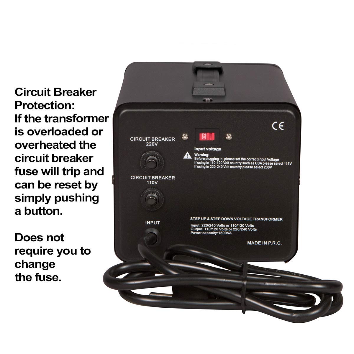 Dynastar Heavy Duty Step Up & Down Voltage Converter Transformer 110V-220V to 220V-240V | 2500W with Durable Lifetime Coil & 5-Year Warranty | Perfect for Travel Appliances, Electronics & Power Tools
