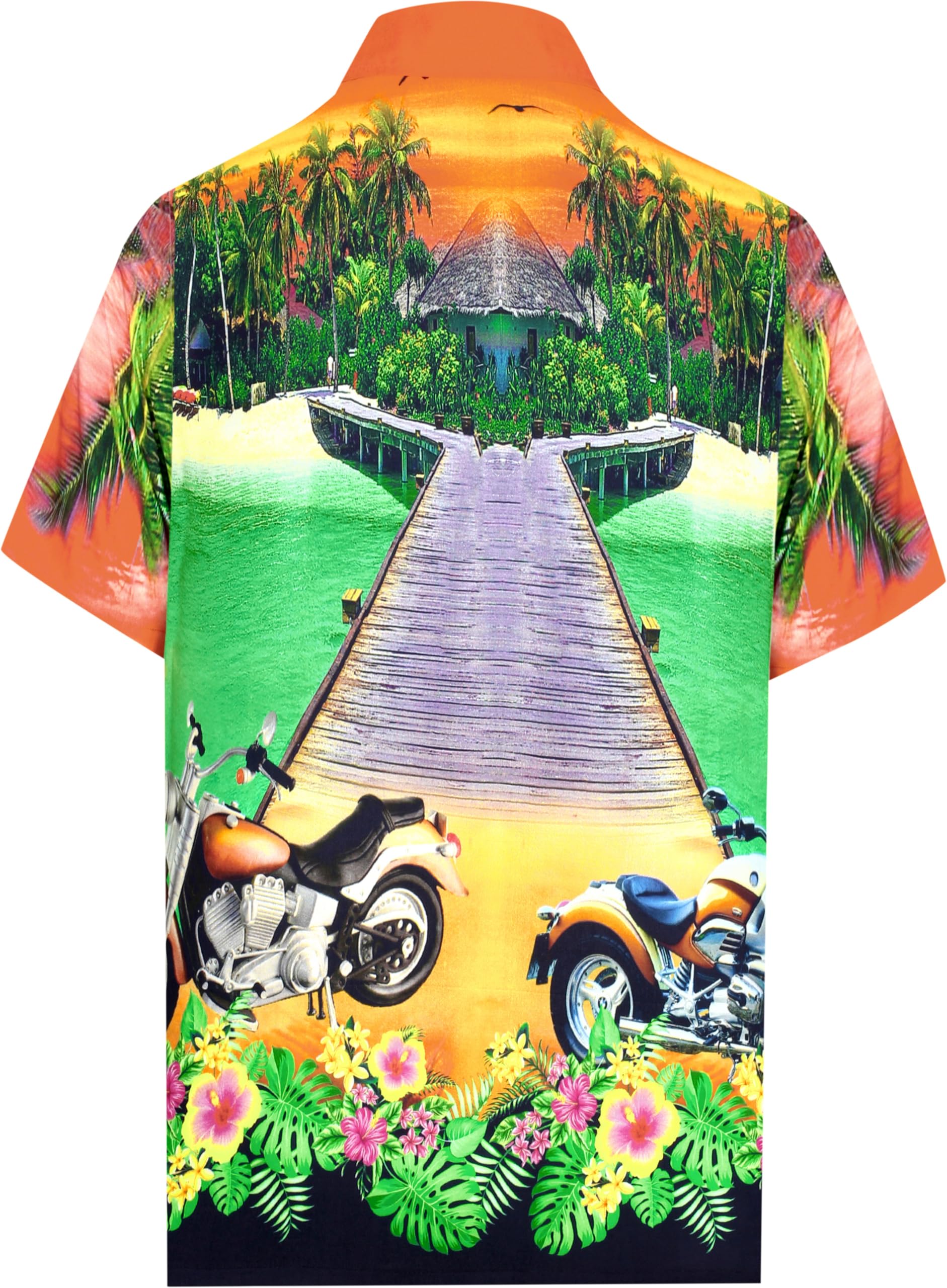 LA LEELA Men's Hawaiian Shirt - Tropical Floral Short Sleeve Button Up Shirt for Vacation, Beach Party, Summer Outing & Casual Wear