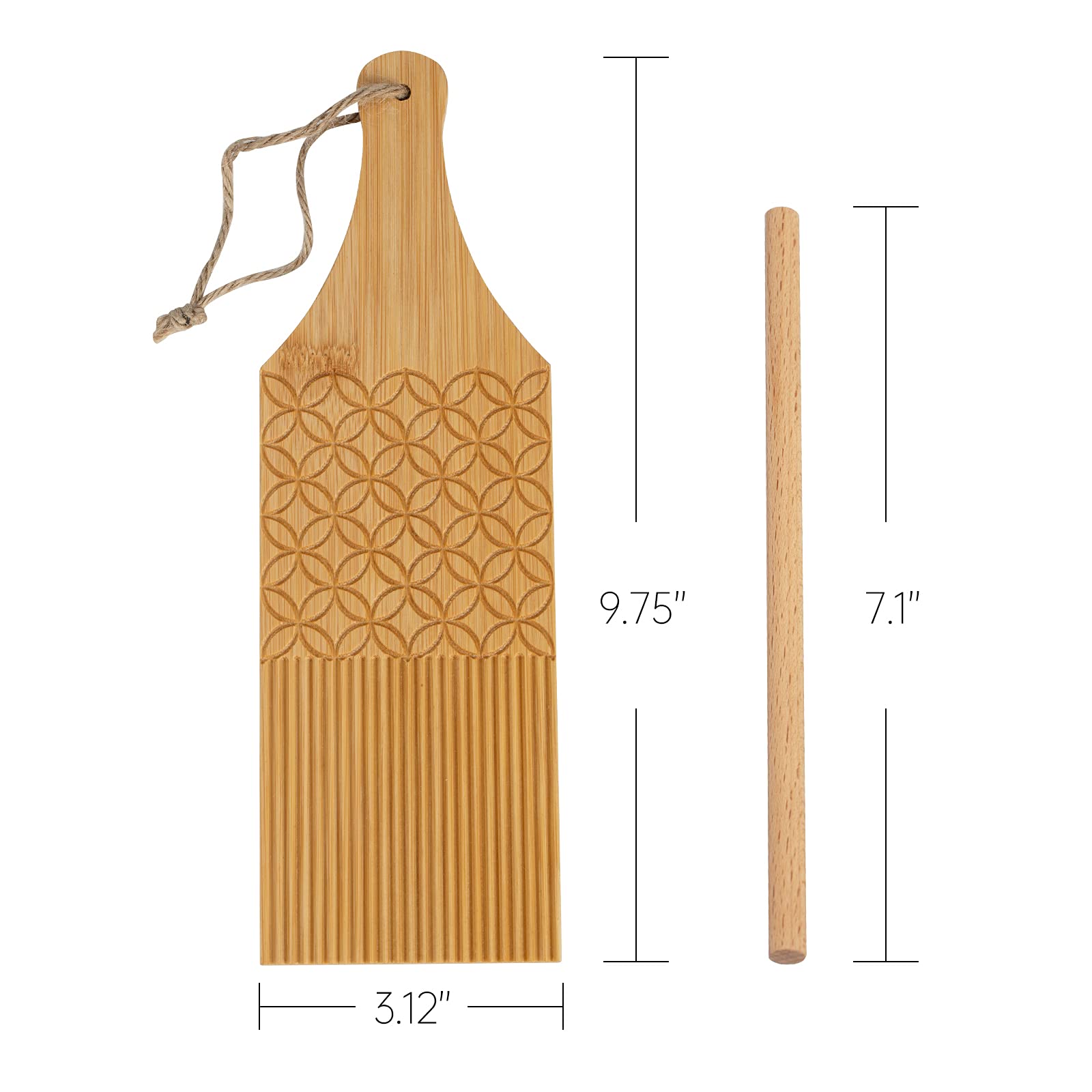 Bamboo Pasta Maker Set - Garganelli Board & Gnocchi Stripper for Homemade Cavatelli, Spaghetti, Macaroni | Perfect for Italian Cooking, Pasta Nights & Kitchen Gifts