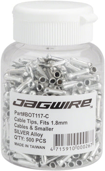 Jagwire 1.8mm Bicycle Cable End Crimps - Silver (500-Pack) | Secure Brake & Shift Cable Ends for Road & Mountain Bikes | Perfect for DIY Bike Maintenance & Repair