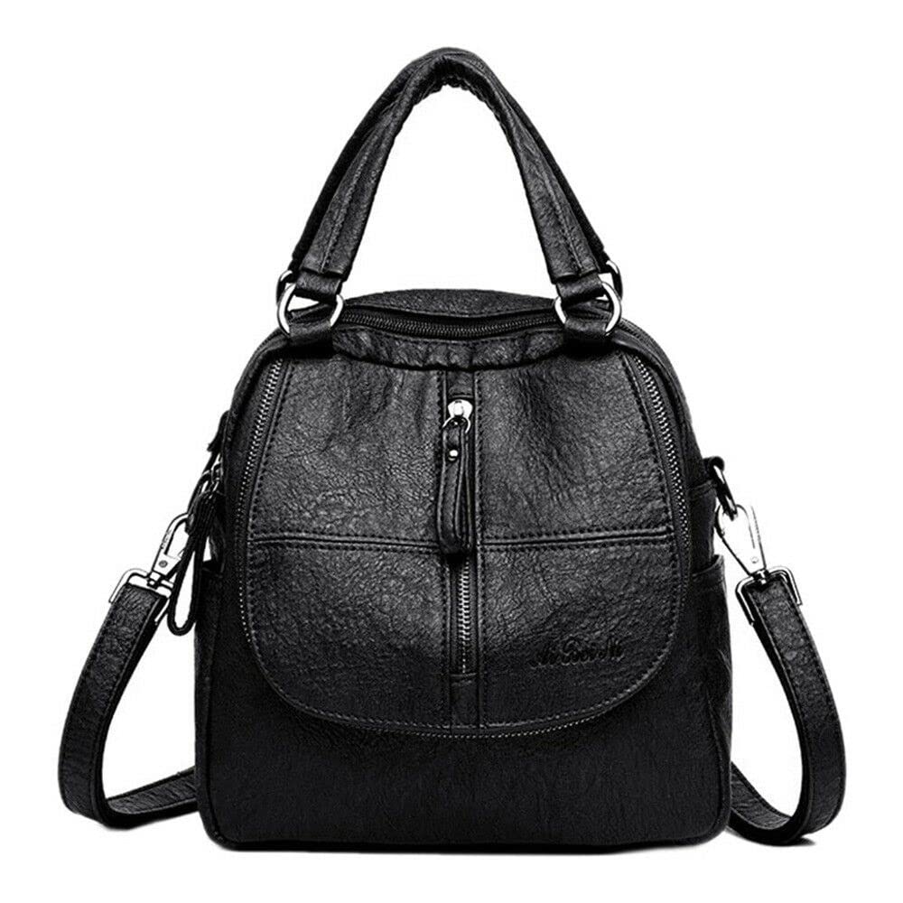 Women's Leather Backpack - Stylish Travel Shoulder Bag for Outdoor Adventures & Daily Use (Black) - Perfect for Hiking, Commuting & Work