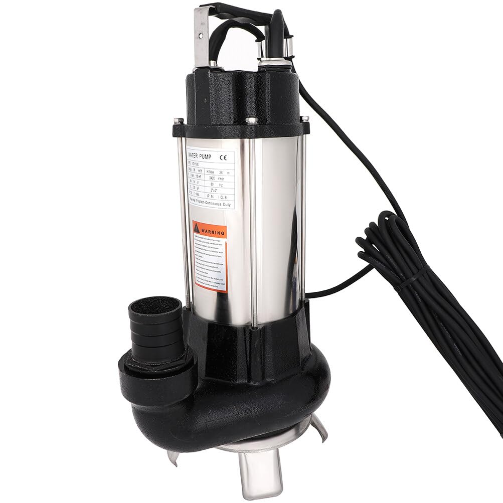 1.5 HP 6340 GPH Submersible Sump Pump - Heavy Duty Water Pump for Well, Dirty & Clean Water - 42.6ft/13m Lift with Float Switch - Ideal for Basement Flooding, Pool Draining & Emergency Water Removal