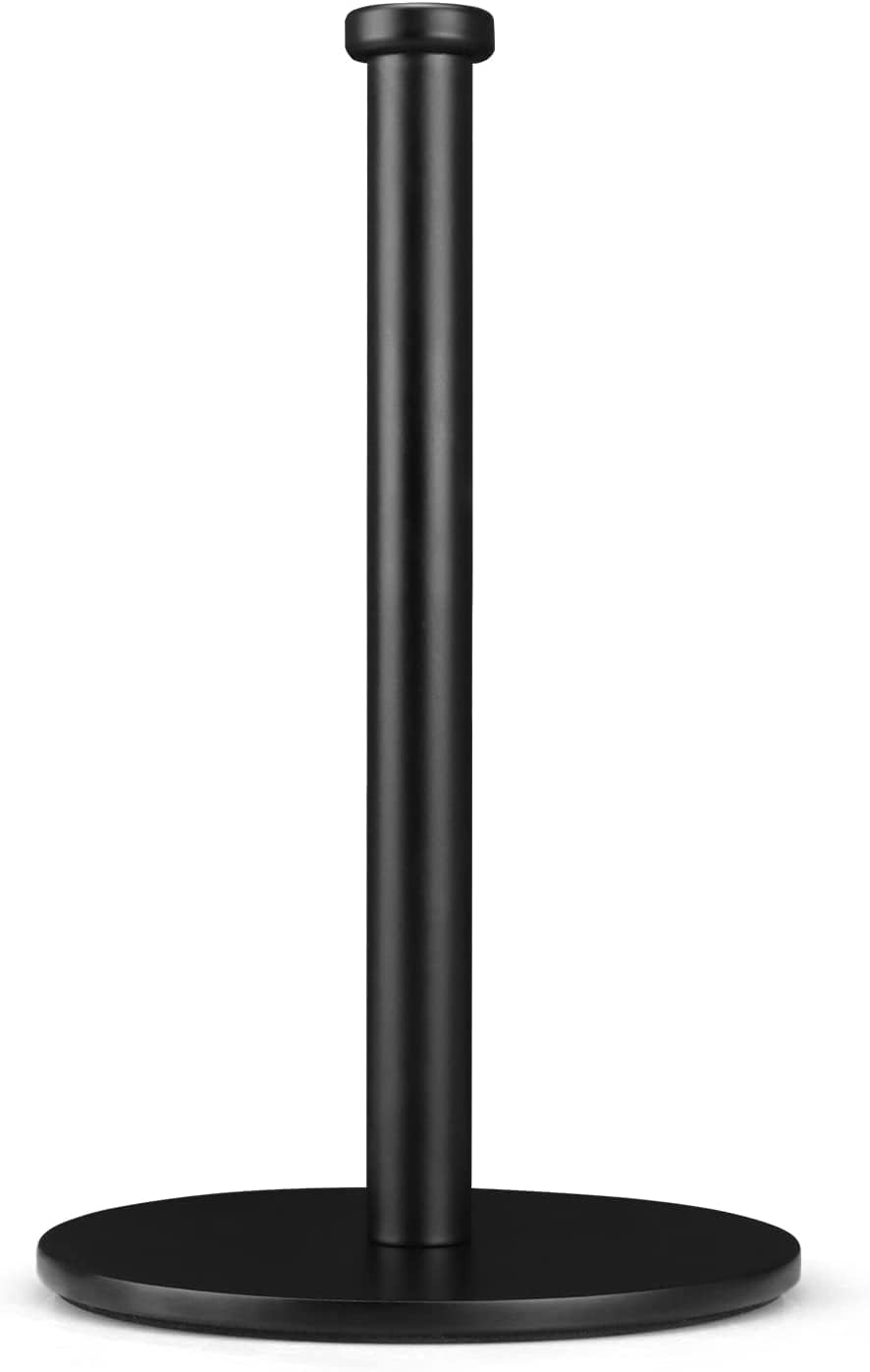 Sturdy Black Paper Towel Holder for Kitchen Countertop - Heavy Weighted Base, Durable Kitchen Roll Holder for Easy Access - Perfect for Home, Office, or Restaurant Use