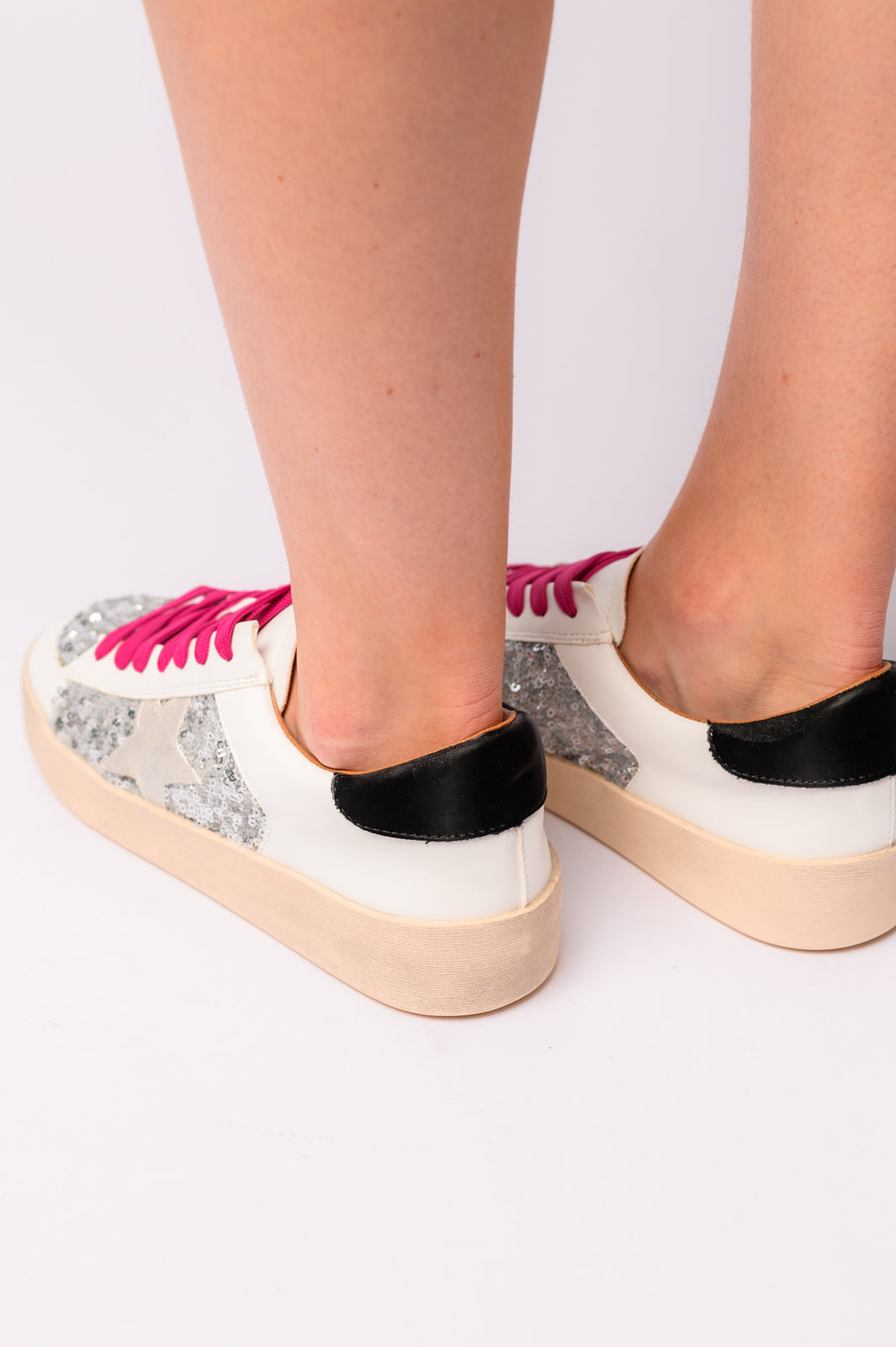 Sparkling Silver Sequins Sneakers for Women - Fashionable Party Shoes for Night Out, Dance, and Special Occasions