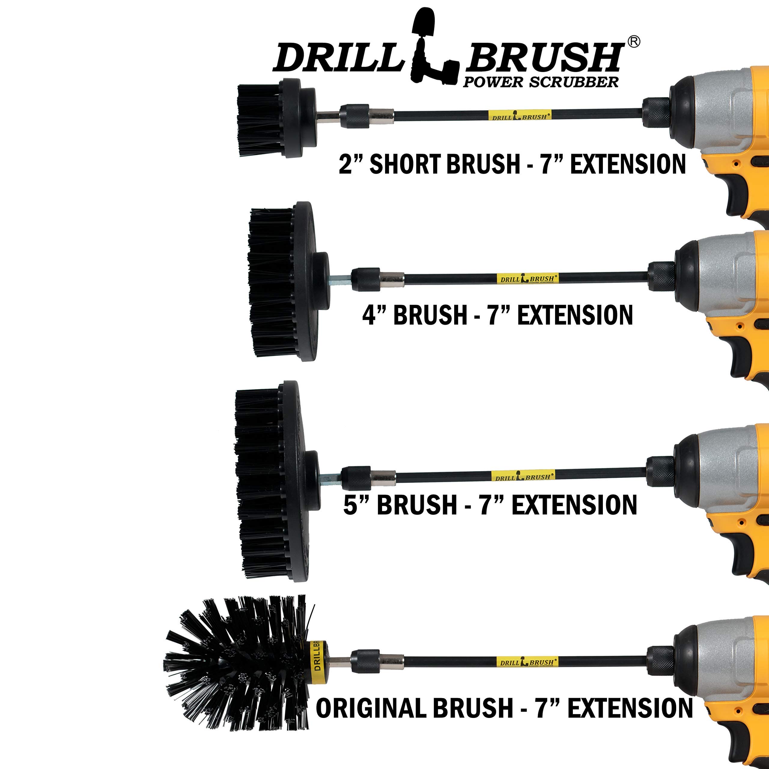 **Heavy Duty Nylon Drill Brush Set with Extension - BBQ Grill Brush, Concrete & Graffiti Cleaner - Cordless Electric Scrub Brush for Deep Cleaning - Household Cleaning Supplies for Kitchen, Bathroom & Outdoor Use**