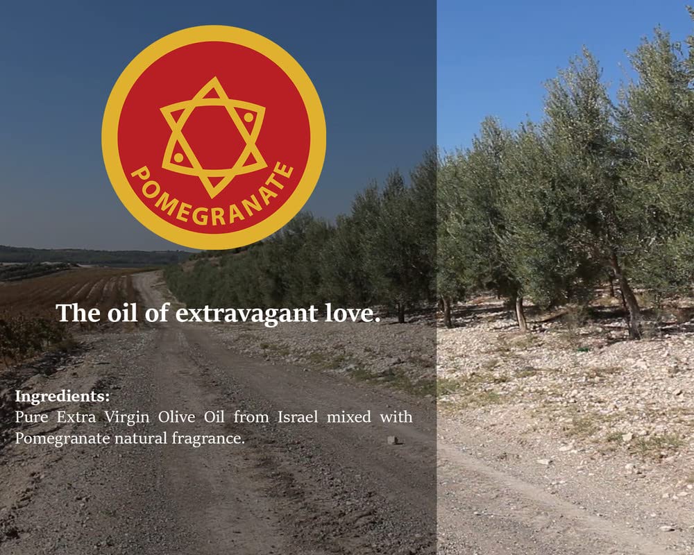 **Blessed Pomegranate Anointing Oil from Jerusalem – 8.45 Fl Oz Holy Spiritual Oil for Wedding Ceremony & Religious Use – Handmade with Natural Ingredients – Perfect for Prayer, Anointing & Spiritual Blessings**