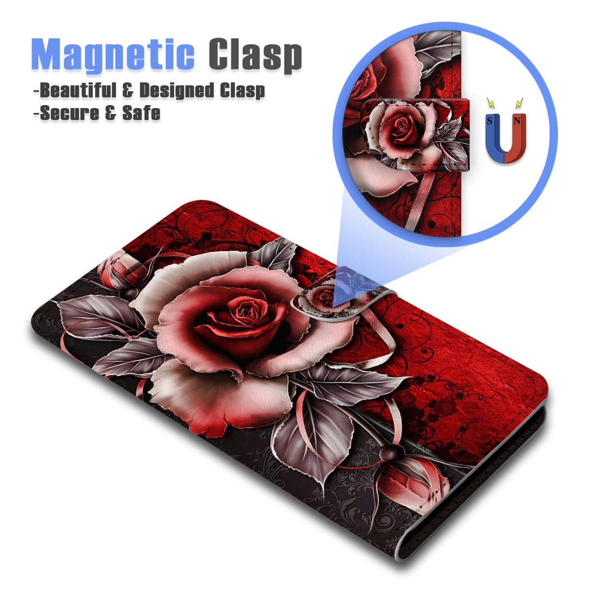 True Love Jewellery Samsung S21 Ultra 5G Wallet Case - Gothic Red Rose Flip Cover for Galaxy S21 Ultra | Perfect for Everyday Protection & Stylish Phone Accessorizing