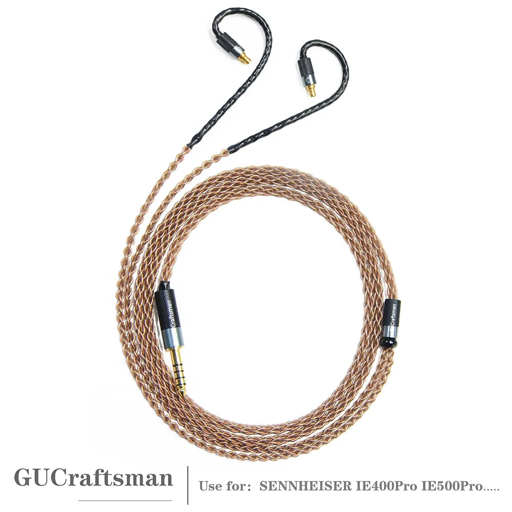 Premium GUCraftsman 6N Single Crystal Copper Upgrade Cable for Sennheiser IE400 Pro/IE500 Pro Headphones - Enhanced Audio for Audiophiles & Studio Monitoring