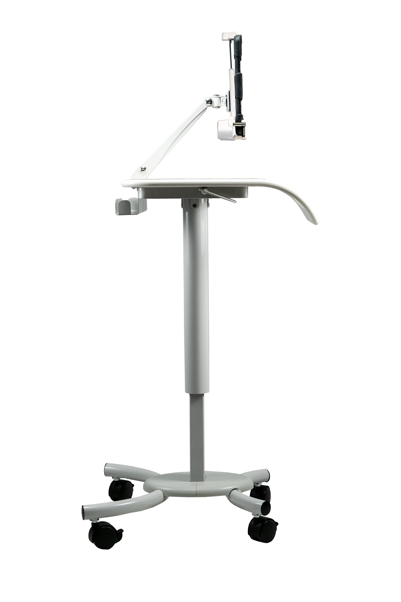 Height Adjustable Rolling Medical Workstation Cart - Secure Mobile iPad Stand for iPad 10th Gen 10.9