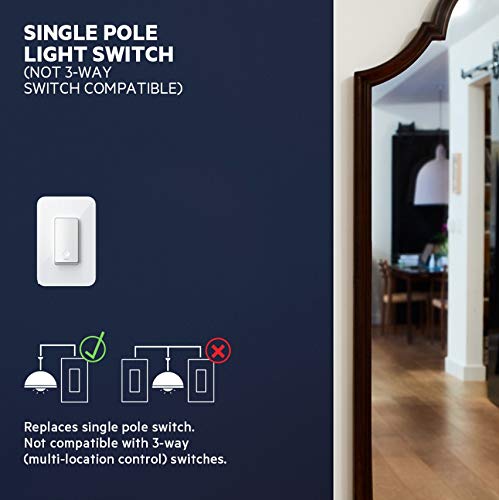 WeMo Smart Light Switch 2nd Generation - WiFi Enabled, Works with Alexa & Google Home - Perfect for Home Automation & Smart Lighting Control