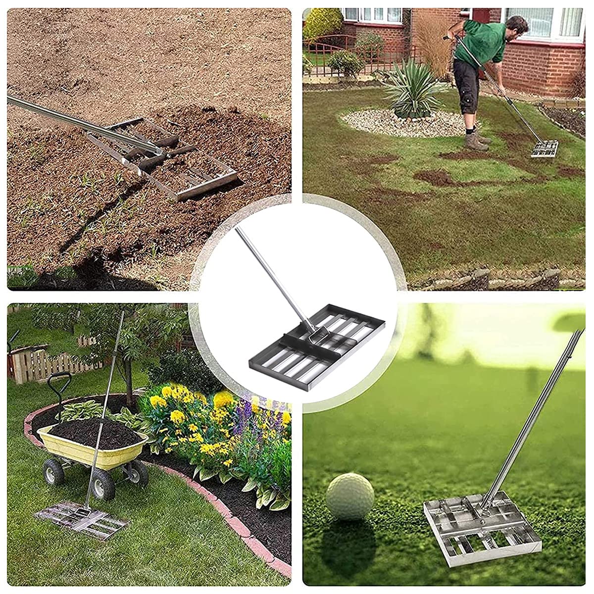 Heavy Duty Lawn Leveling Rake - Golf & Garden Grass Leveler, Ground Plate Flat Sand Tool for Yard Maintenance, Perfect for Golf Course Finishing & Landscape Grading