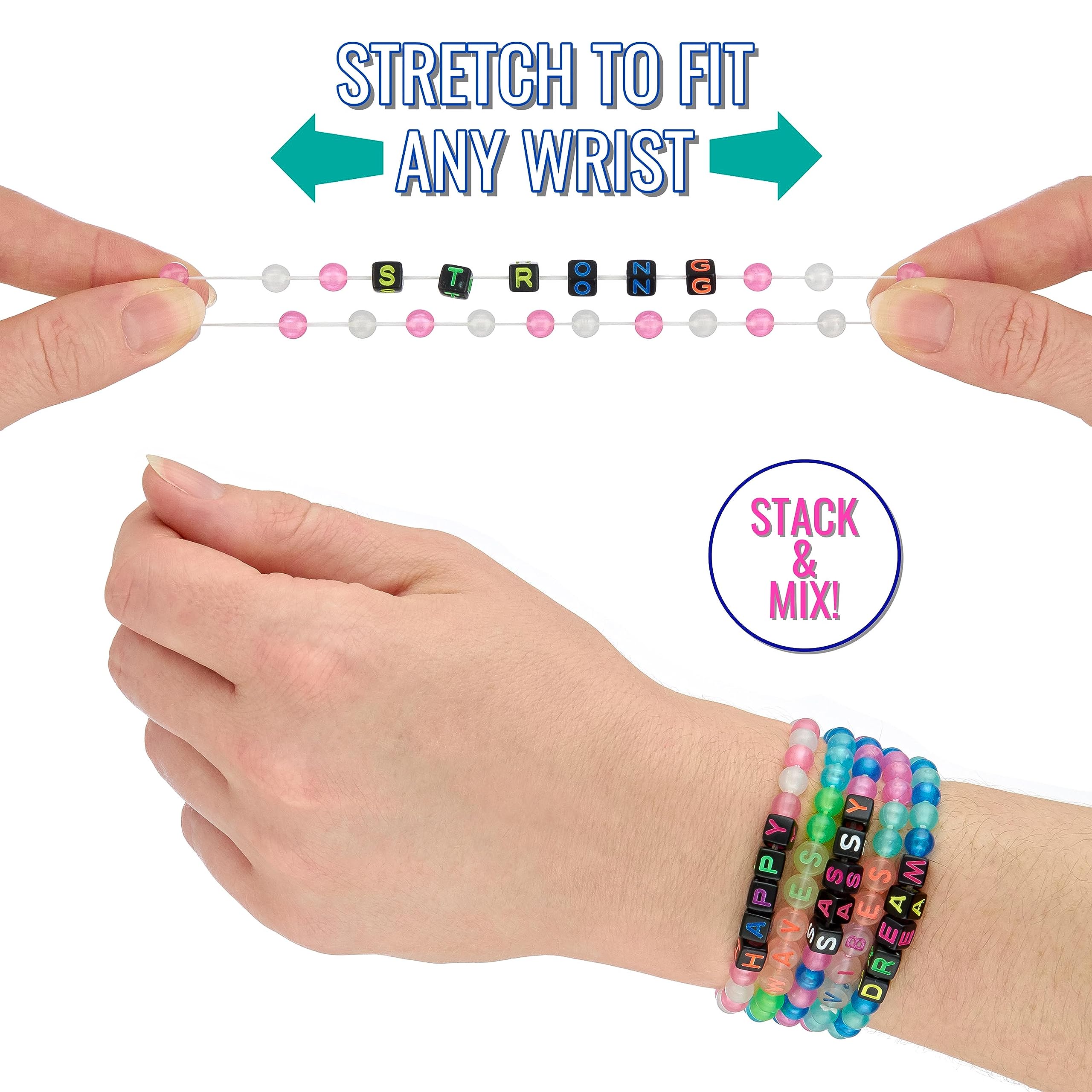16-Piece Glow in the Dark Beaded Friendship Bracelets Set - Colorful Letter Message Bracelets for Kids & Teens - Perfect for Parties, Gifts, and Sharing with Friends