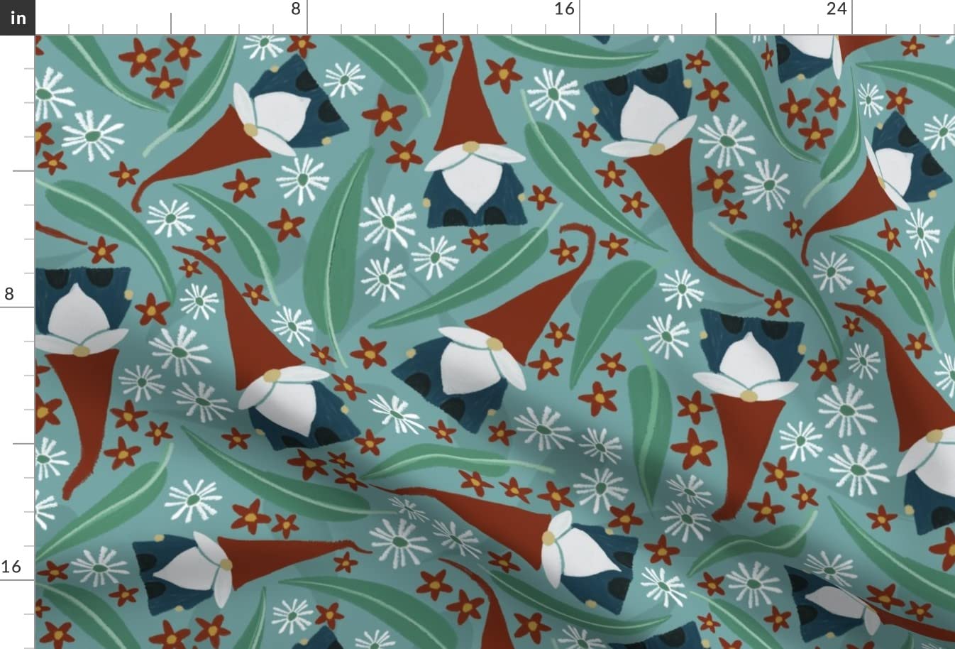 Gnome Trees Red Christmas Australian Gnomes Folklore Printed Minky Fabric - Soft Plush Fat Quarter for Sewing Baby Blankets, Quilt Backing & DIY Crafts - Perfect for Holiday Decorations & Cozy Home Projects