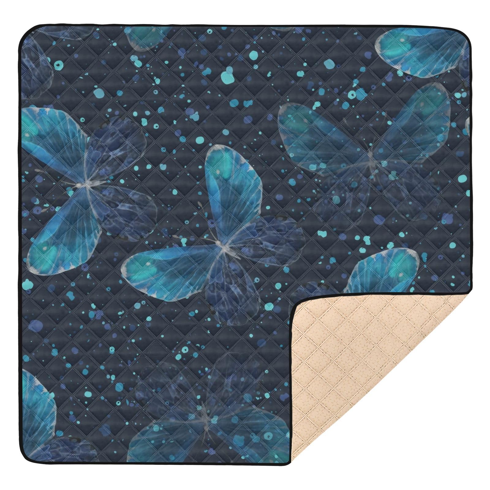 Blue Butterfly Non-Slip Baby Playmat - 50