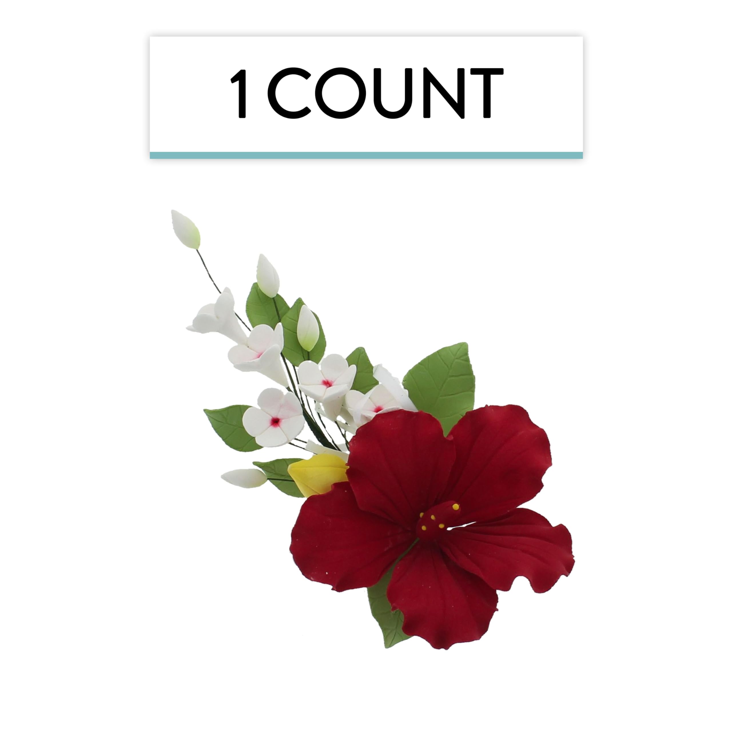 Chef Alan Tetreault Red Hibiscus Sugar Cake Flowers - Edible Cake Topper for Hawaiian Themed Cakes, Cupcakes & Desserts - 1 Count - Perfect for Tropical Parties, Weddings & Birthday Celebrations