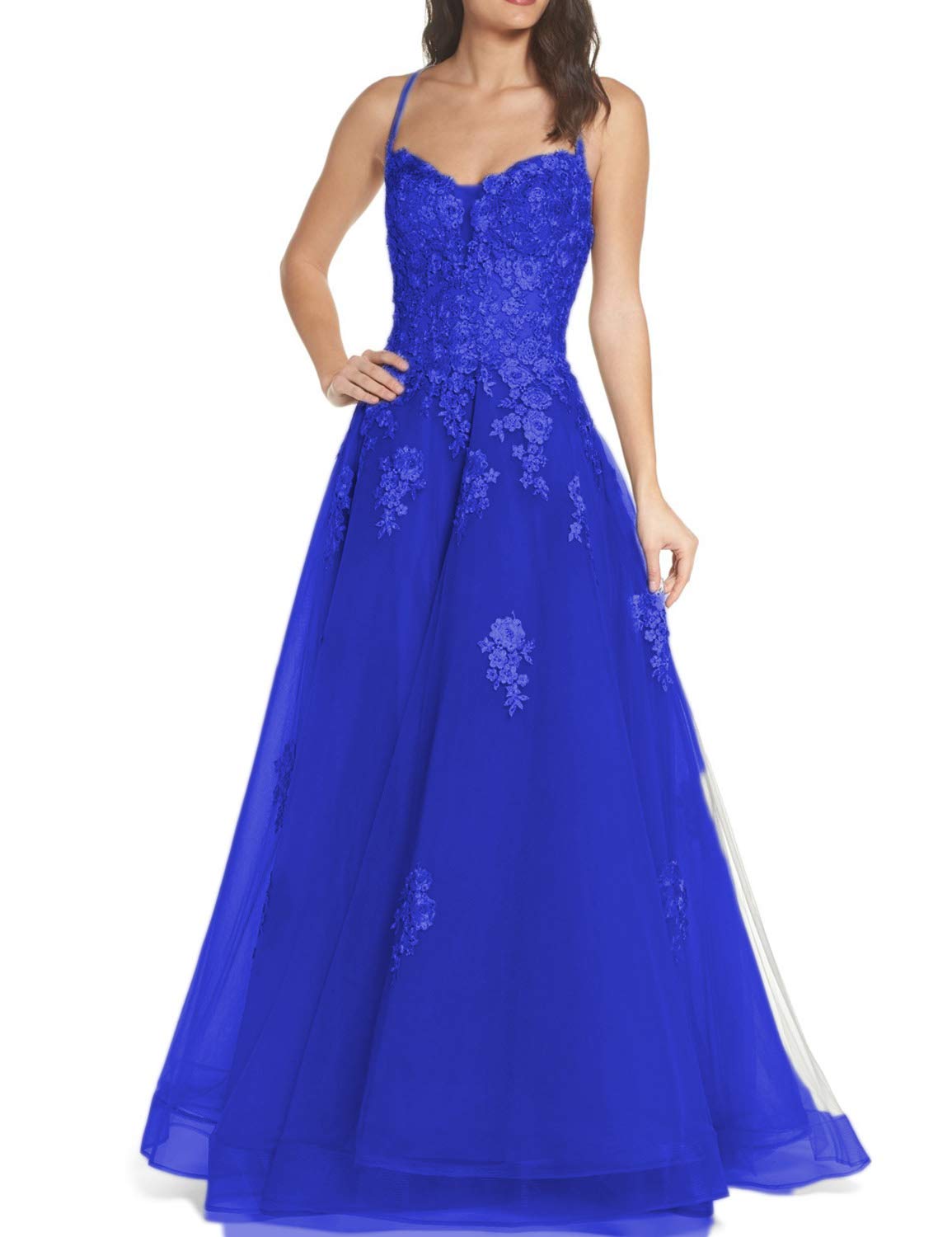 2018 Halter Prom Dresses for Girls - Appliqued Empire Waist Formal Party Gown PM282 | Perfect for Prom Night, Homecoming, Pageants & Special Occasions
