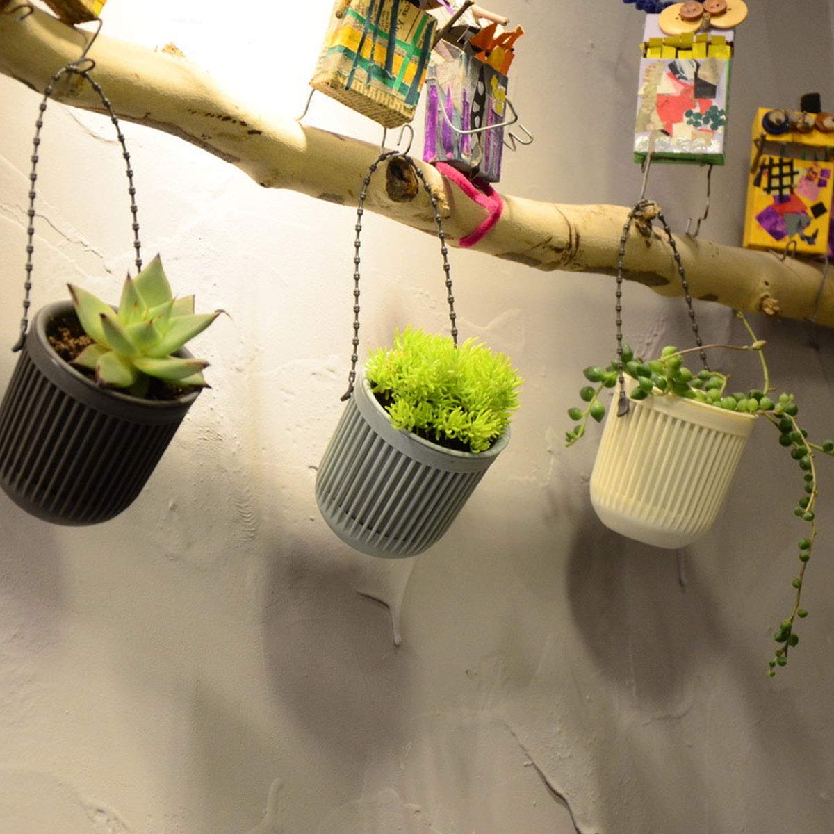3pcs Hanging Flower Pots - Creative Desktop Planters with Hanging Hook, Small Plant Basin for Indoor Plants, Succulents & Herbs - Perfect for Home, Office, Balcony & Garden Decor