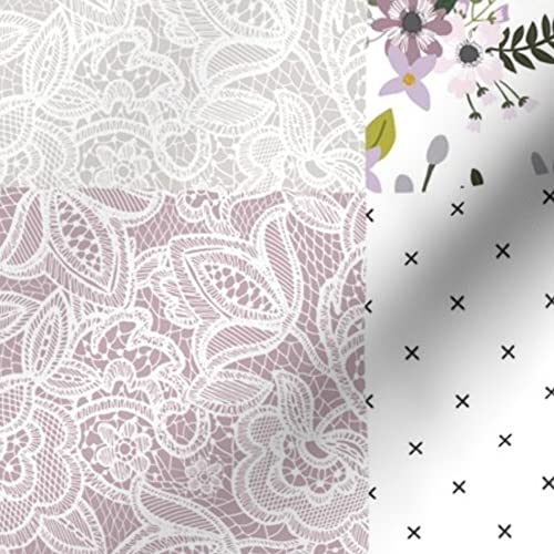 Lavender Floral Minky Fabric by The Yard - Soft Purple Green White Quilt Topper & Baby Blanket Material for Sewing Projects, DIY Quilt Backing & Plush Crafts
