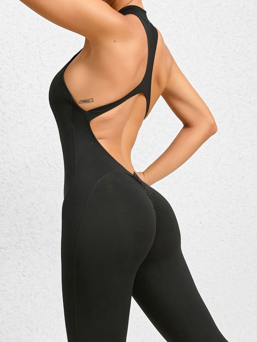 ZASUWA Women's Backless Zipper Scrunch Bum Jumpsuit - Sexy Bodycon Romper for Night Out, Party & Date Night