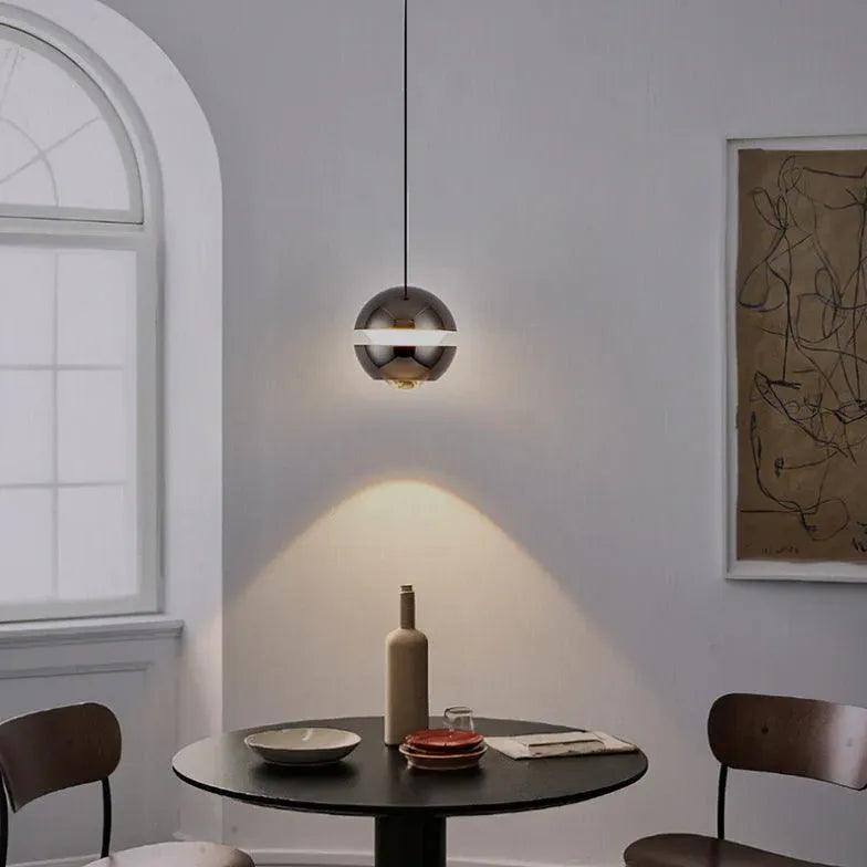 Modern Round Sphere Industrial LED Pendant Light - Vintage Style Hanging Fixture for Kitchen Island, Dining Room, Restaurant & Cafe Lighting