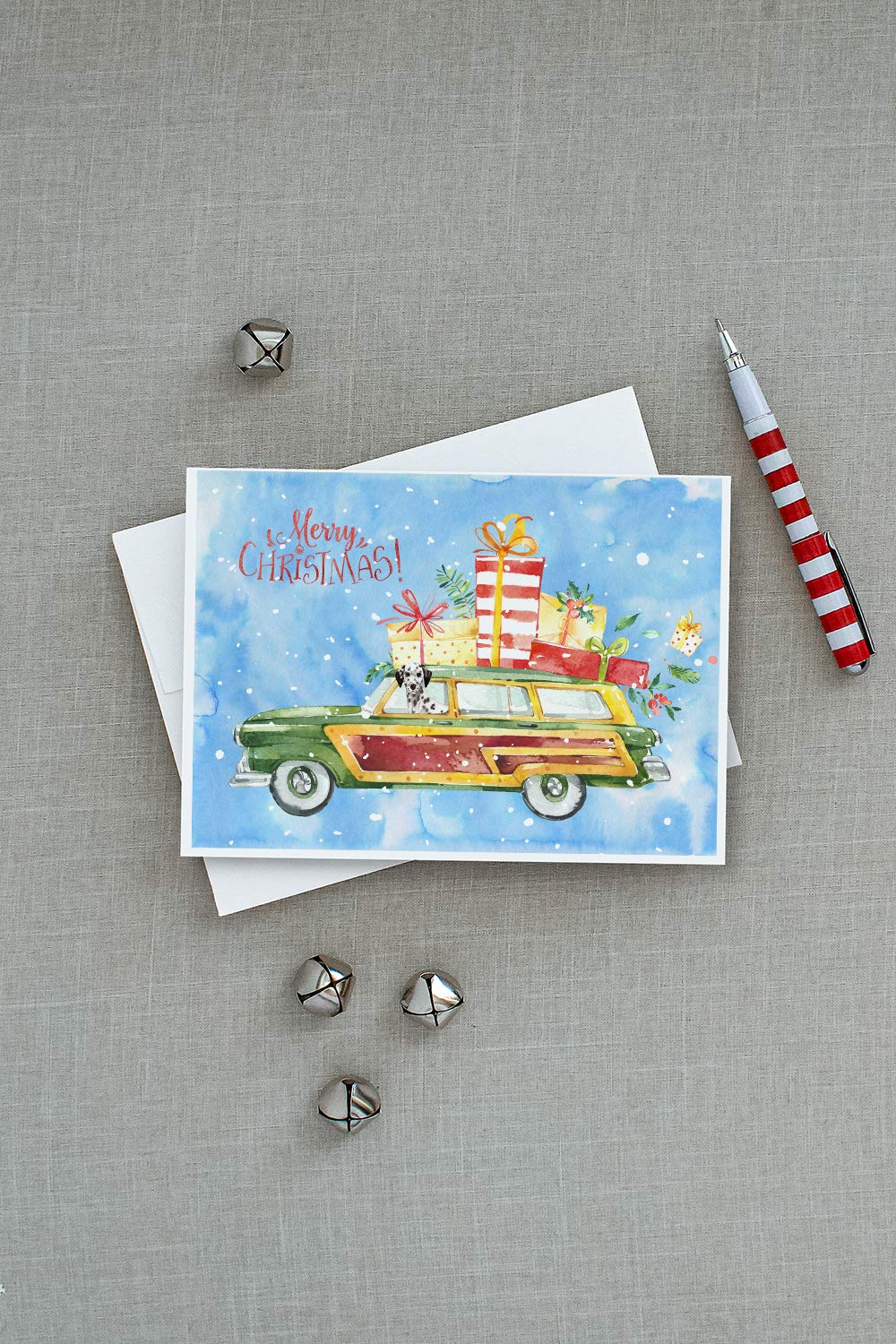 Merry Christmas Dalmatian Greeting Cards - Pack of 8 Blank A7 Note Cards with Envelopes (5x7 inches) | Whimsical Holiday Stationery for Christmas Wishes, Party Invitations & Festive Correspondence
