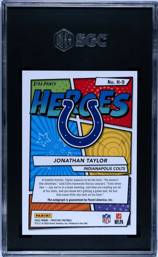 2022 Prestige Football Jonathan Taylor Heroes Xtra Points Auto SGC 9.5 5/5 - Rare Collectible Football Card for Fans & Investors - Perfect for Display, Trading, and Memorabilia Collections