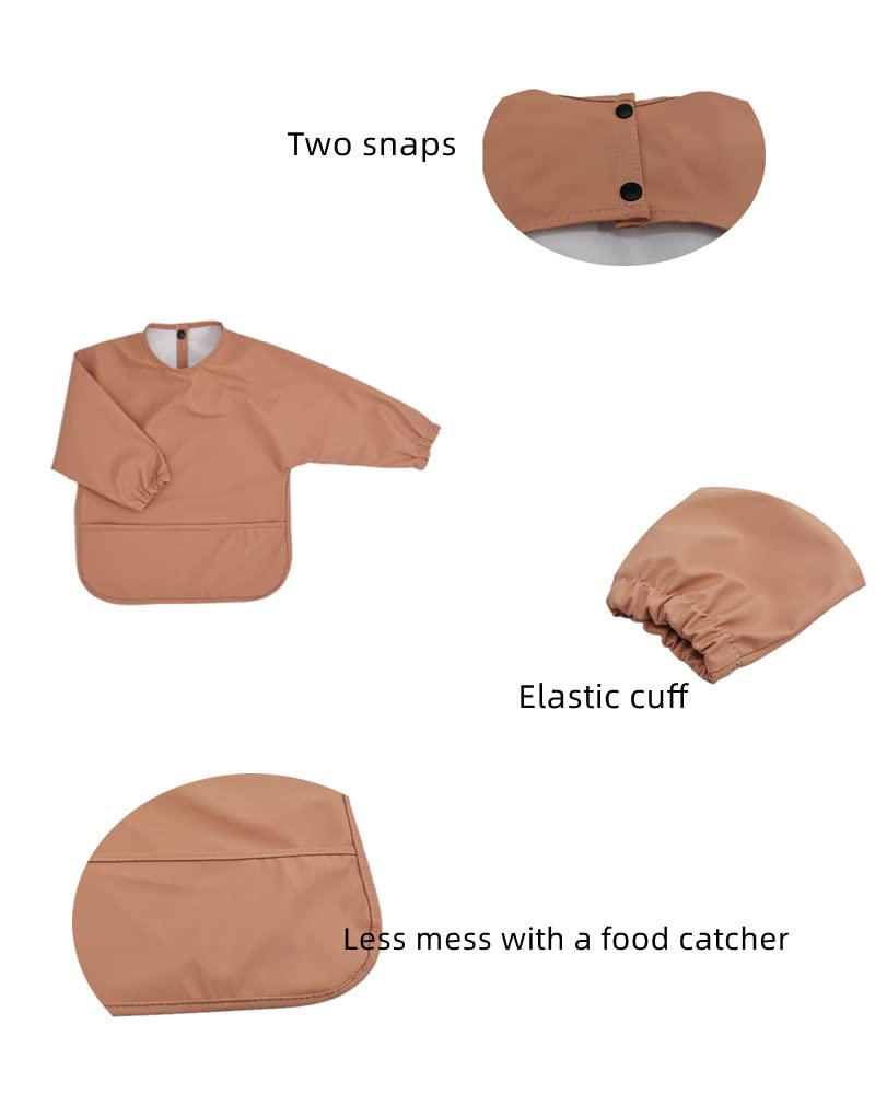 Waterproof Baby Bibs for Infants & Toddlers - Long Sleeve Feeding Bib with Food Catcher, Super Soft & Easy to Clean - Perfect for Messy Mealtime, Baby-Led Weaning & Toddler Feeding