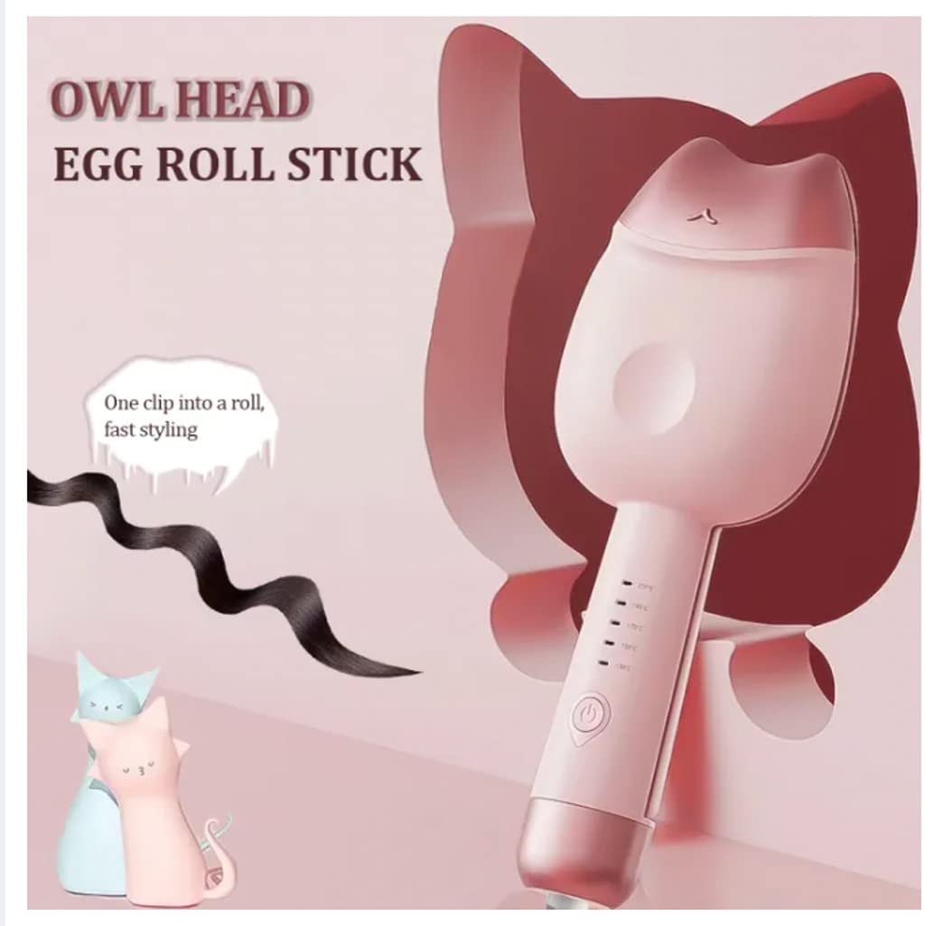 Adjustable Hair Curler & Crimper Styling Tool - Cat's Paw Eggroll Stick for Beach Waves, Women's Hair Styling Appliances (Pink) | Perfect for Salon, Home Use & Travel