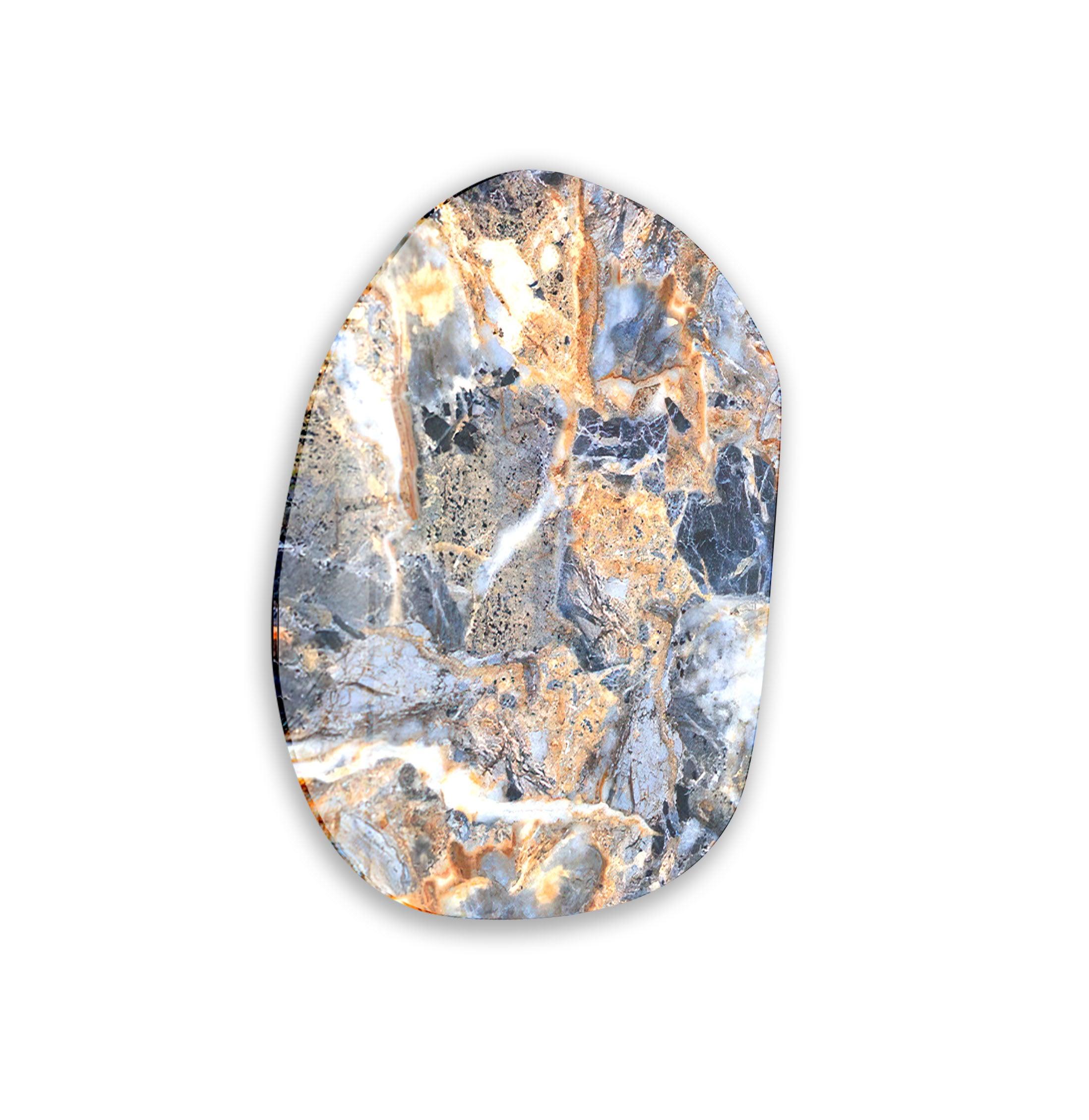 Blue Marble Printing Oval Glass Wall Art - Handmade Modern Home Decor for Living Room, Bedroom & Office - Perfect Gift for Housewarming & Holidays