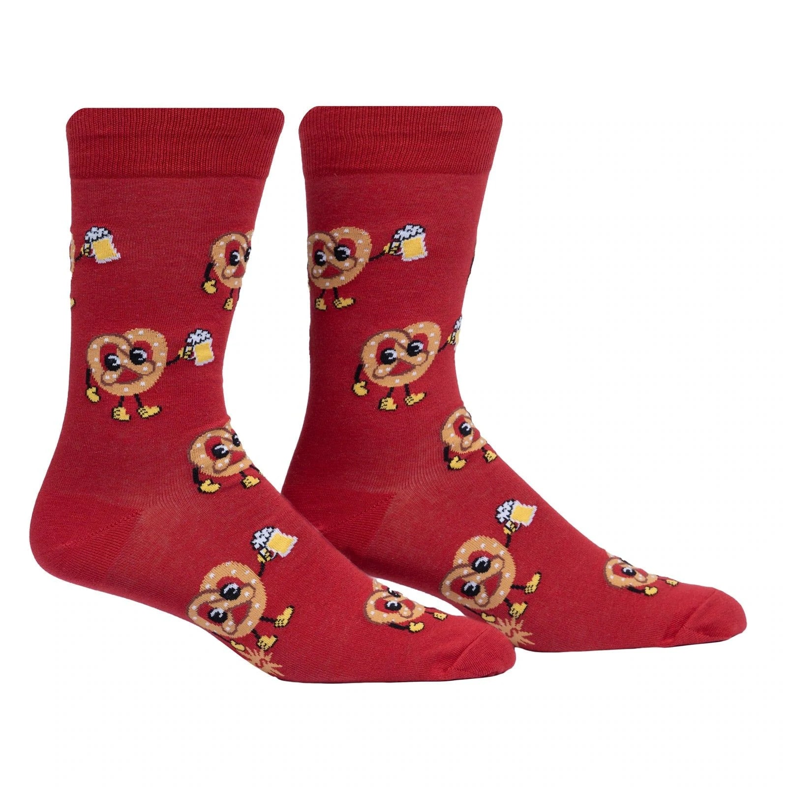 Fun Pretztoebeerfest Men's Crew Socks - Novelty Beer & Pretzel Design - Comfortable Cotton Blend for Casual Wear & Gift Giving - Perfect for Oktoberfest, Beer Festivals & Funny Sock Collections