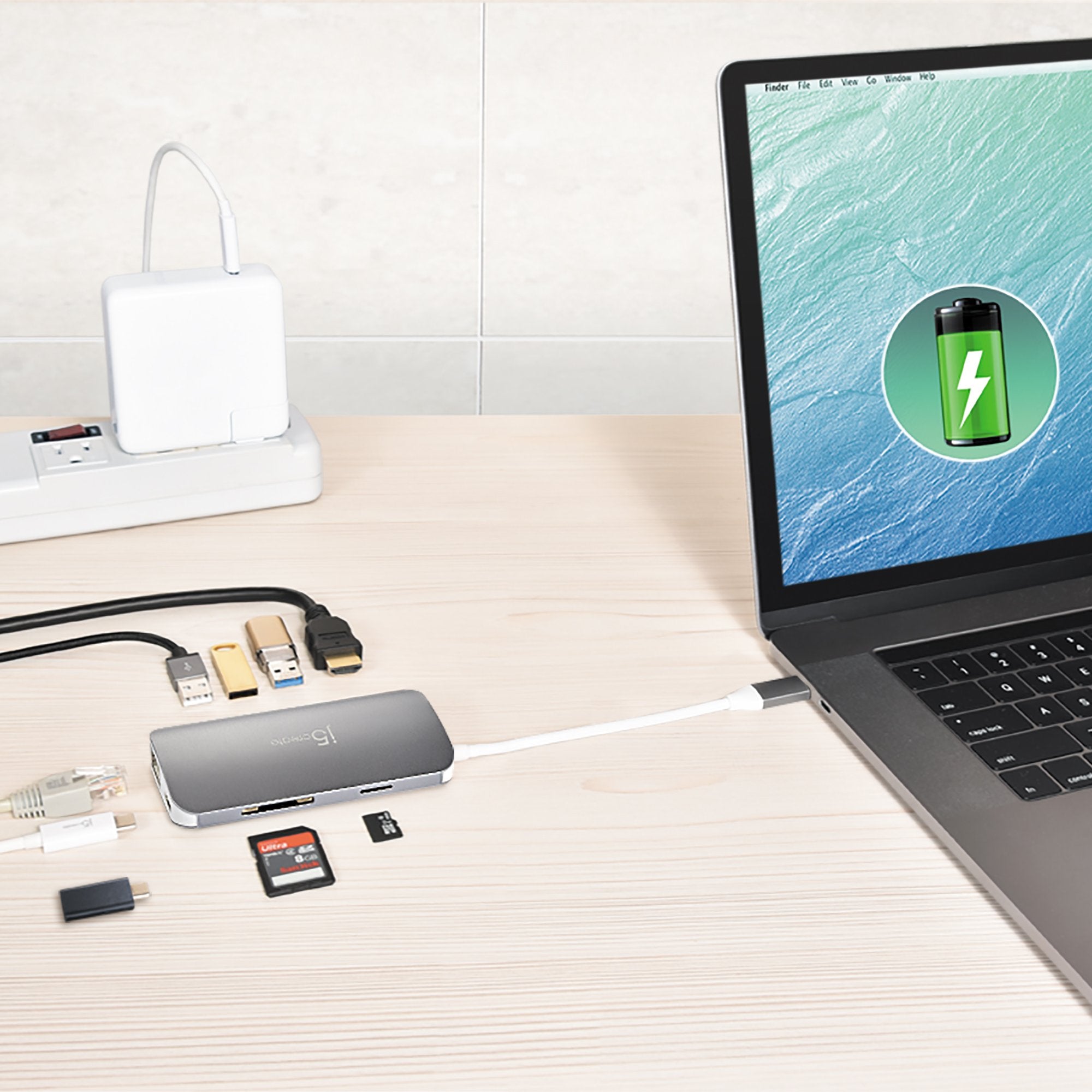10-in-1 USB C Hub Adapter with 4K HDMI, USB 3.0, SD/TF Card Reader, PD Charging - Perfect for MacBook Pro/Air, Chromebook & Windows Laptops (Home Office & Travel Use)