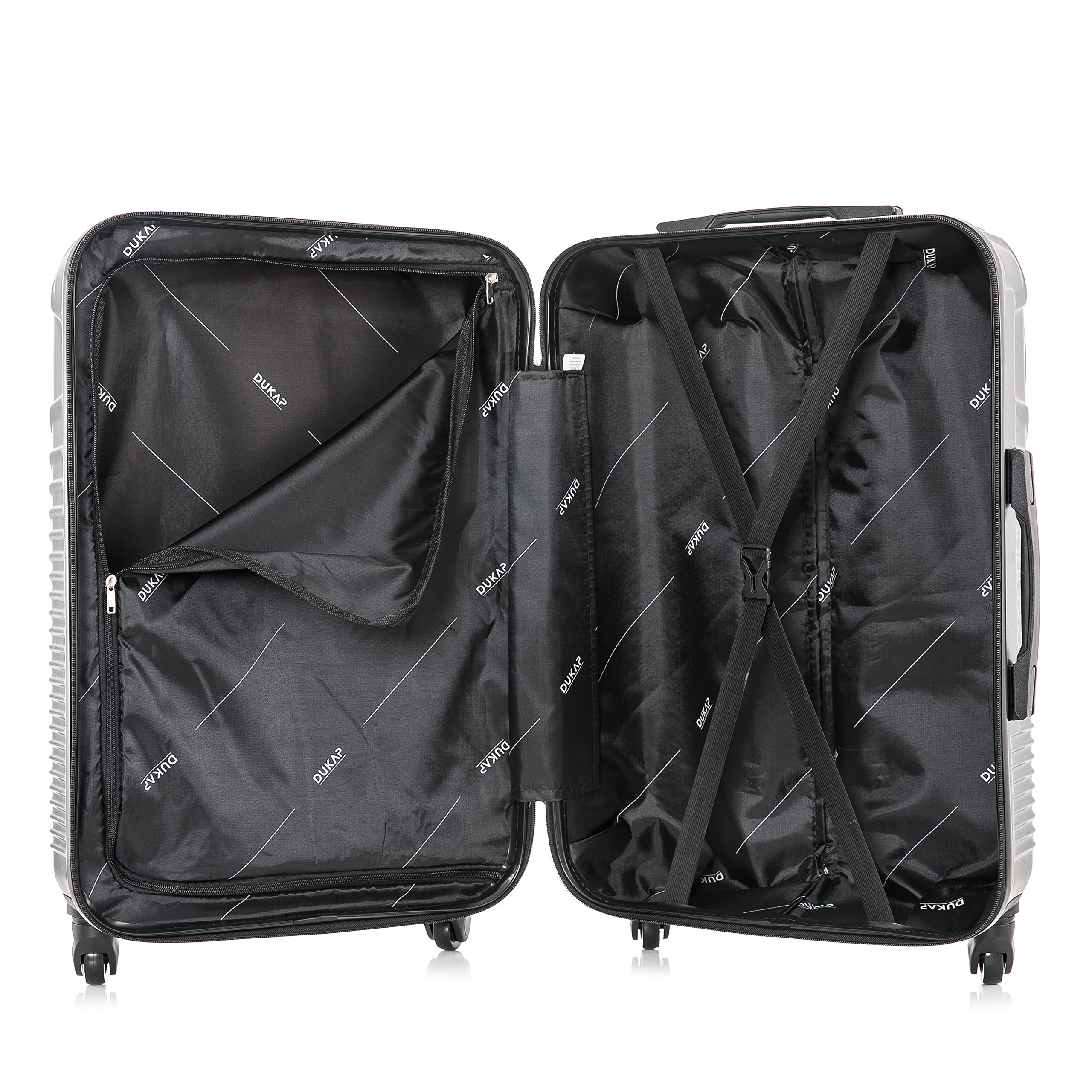 DUKAP INCEPTION 3-Piece Hardshell Luggage Set with Spinner Wheels - 20in, 24in, 28in Lightweight Durable Suitcases with Trolley Handle - Perfect for Air Travel, Business Trips & Family Vacations (Black)