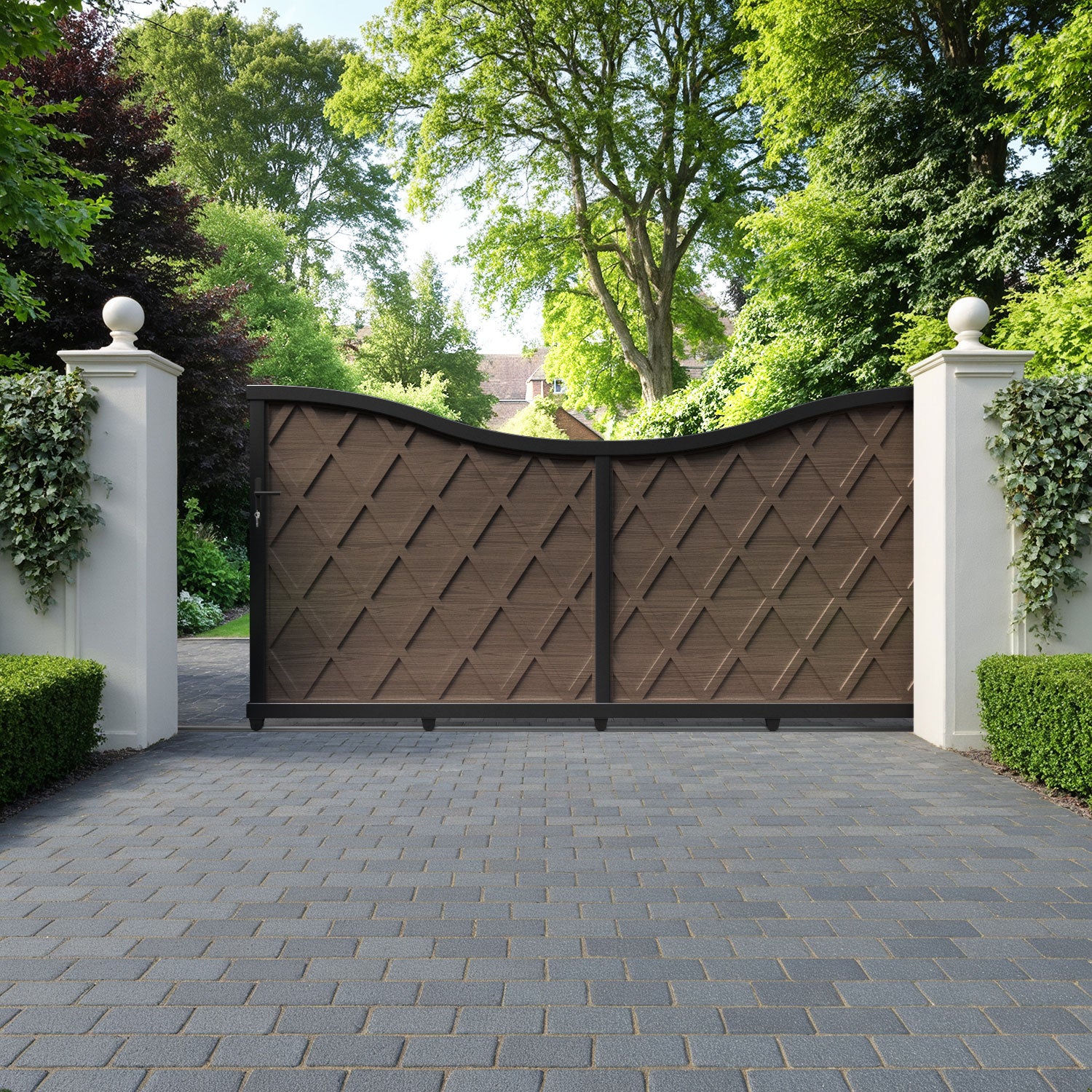 Ashfield Aluminum Sliding Driveway Gate - Low Profile, Middle Drive - Perfect for Residential & Commercial Security