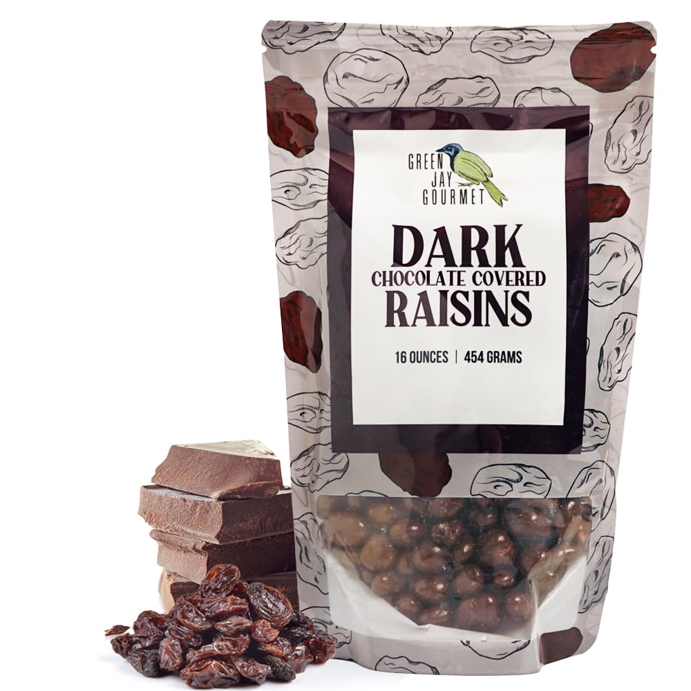 Premium Dark Chocolate Covered Raisins - Handcrafted Gourmet Treats - 16oz Resealable Bag - Perfect for Gifting, Snacking & Dessert Toppings - Chocolate Lovers' Delight