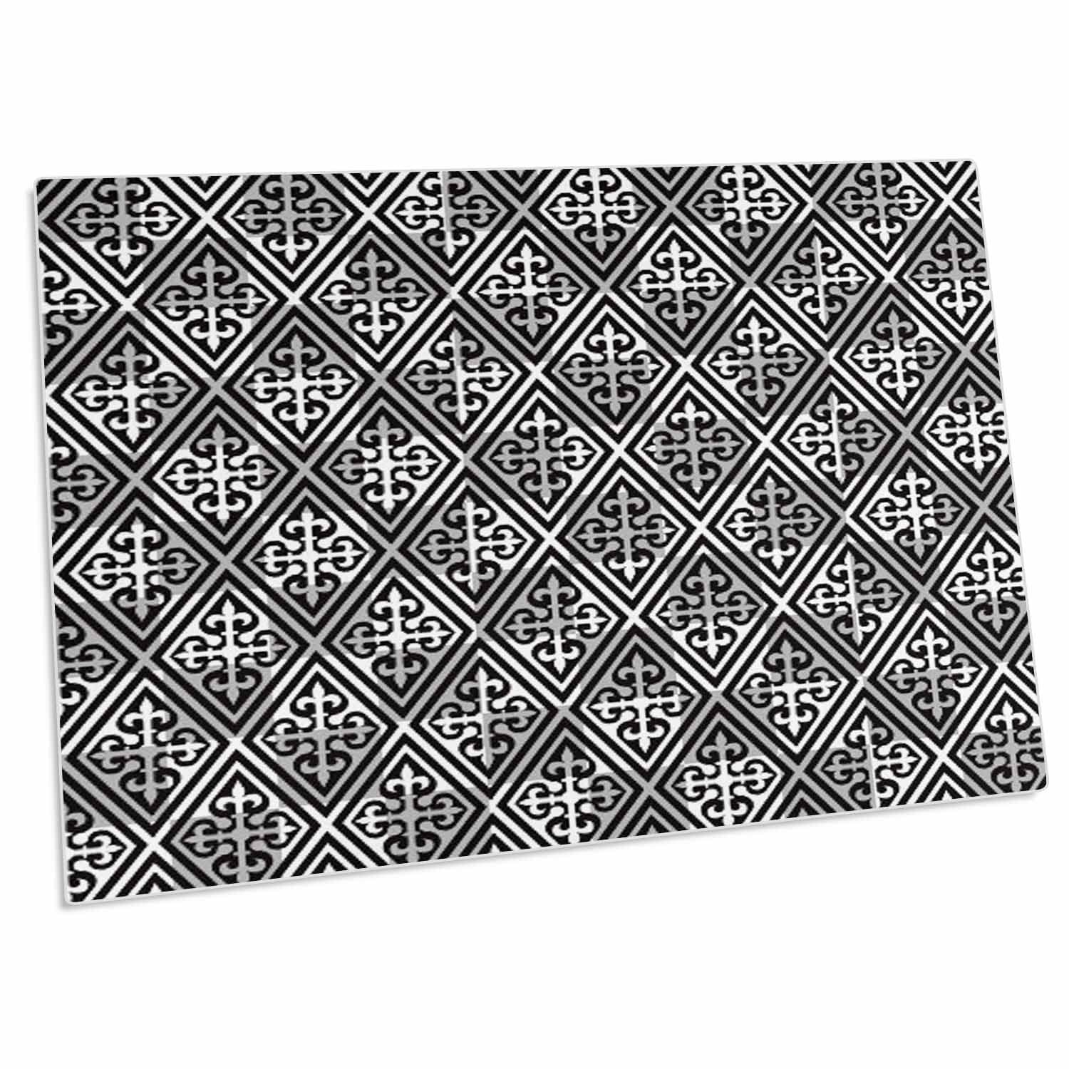 3D Rose Medieval Crosses Pattern Design Desk Pad Place Mats (Set of 4) - Non-Slip Table Protector for Dining, Office & Home Decor - dpd-281842-1