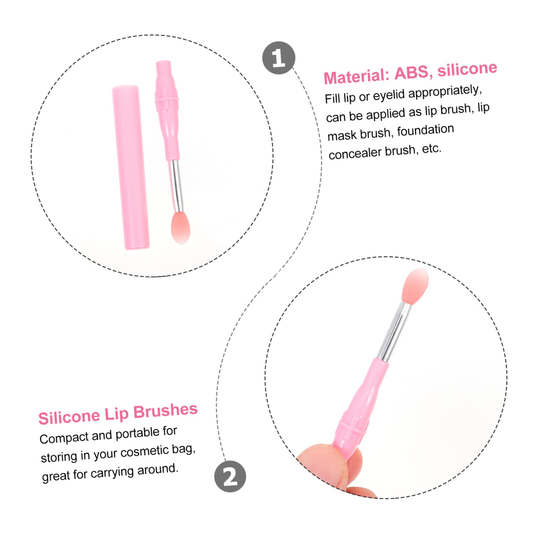 Minkissy 6pcs Silicone Lip Makeup Brush Set - Portable Lip Gloss Applicator & Multifunctional Makeup Tools for Travel, Birthday Gift | Perfect for On-The-Go Touch Ups & Professional Makeup Application