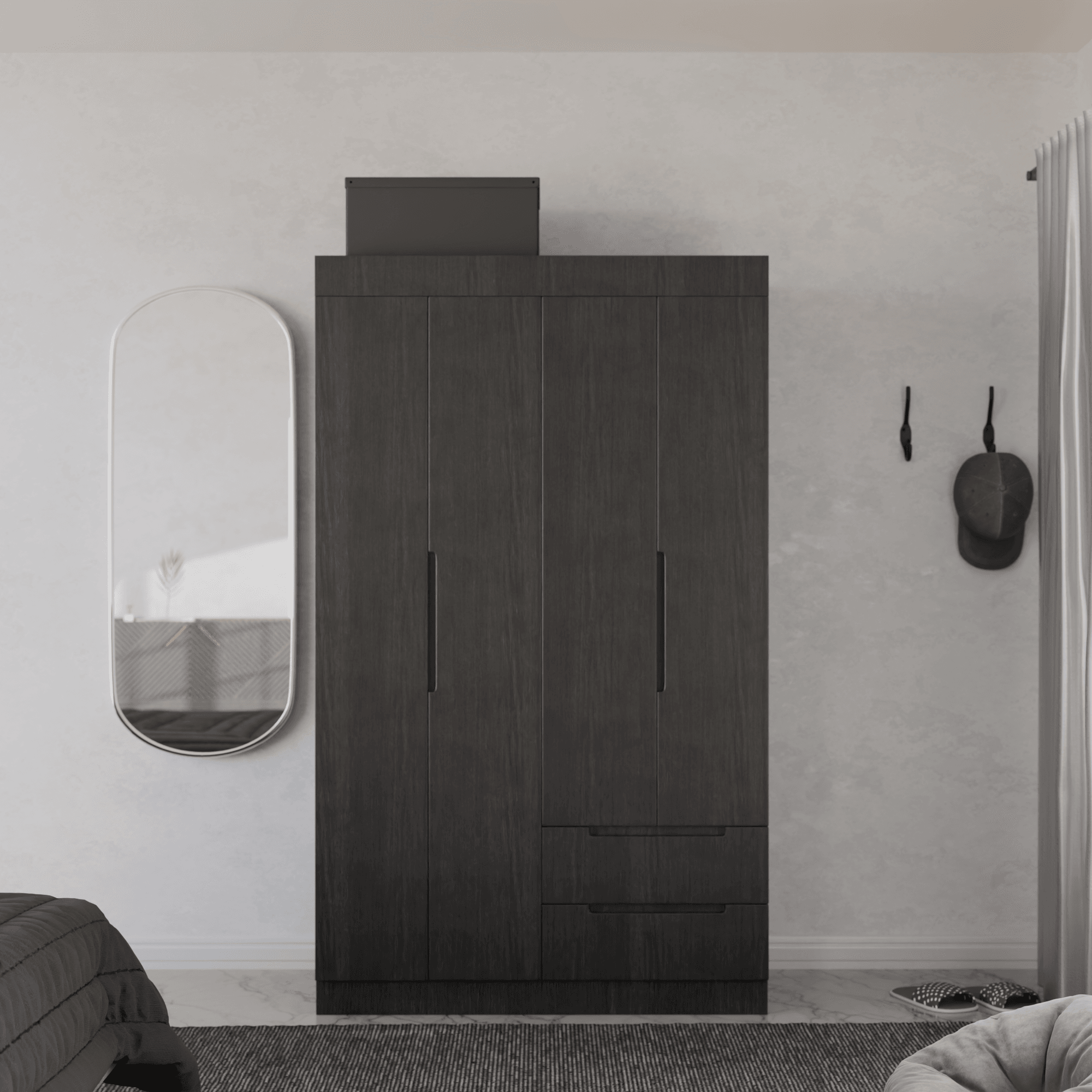 Harrison 4 Door Open Wardrobe Closet - Spacious Storage for Bedroom, Living Room & Walk-In Closet Organization